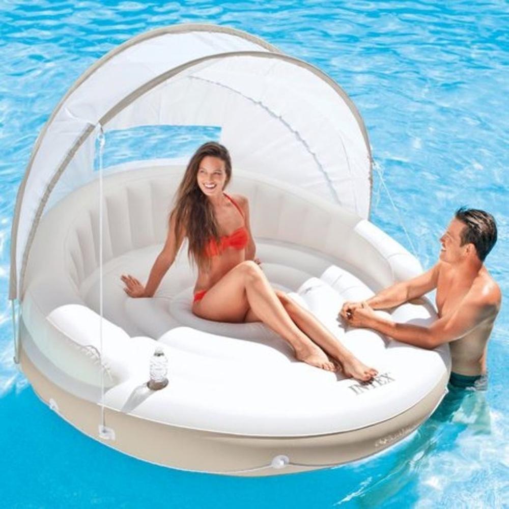 Foto 3 pulgar | Inflable Flotador Con Techo Canopy Lounge Intex color Blanco