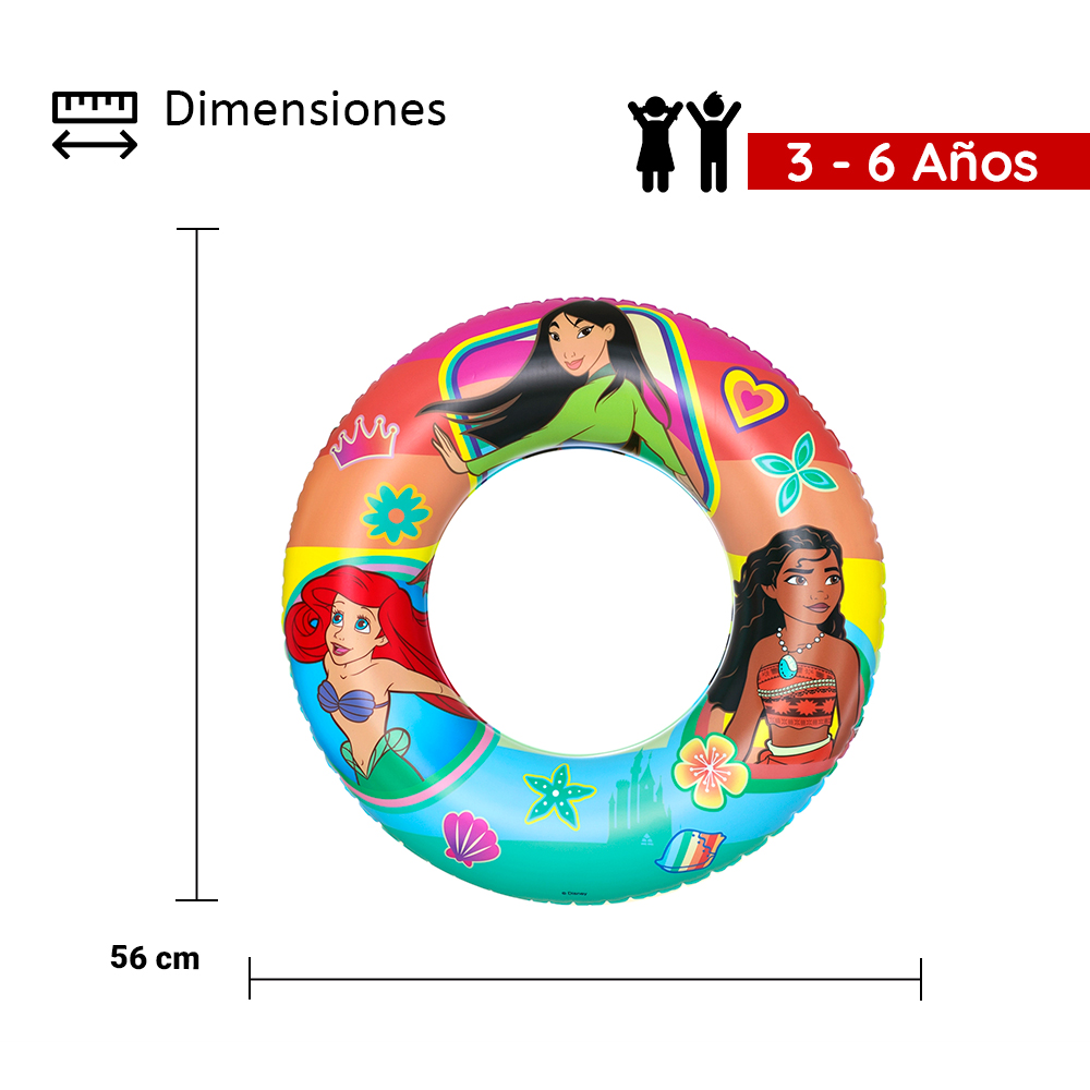 Foto 4 pulgar | Salvavidas Inflable Para Niñas Princesas Disney 6 Pz Bestway