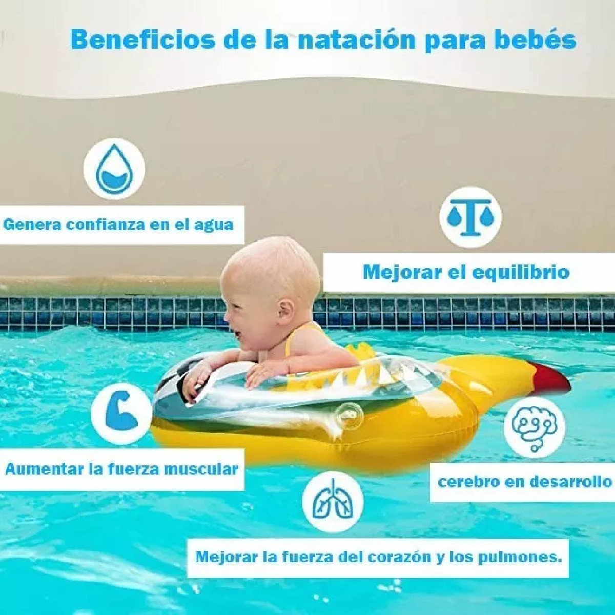 Foto 6 pulgar | Flotador Belug para Bebe Inflable Amarillo con Verde