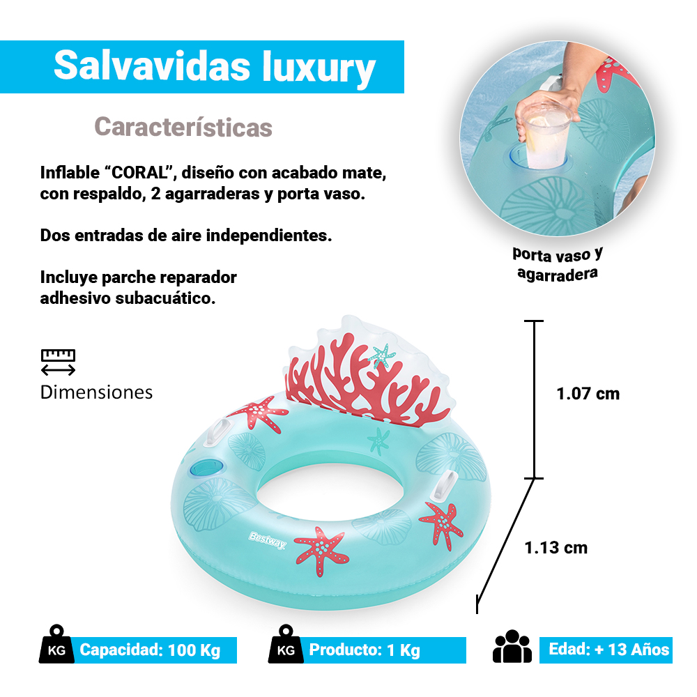 Foto 2 | Salvavidas Dona Inflable Jumbo Diseño De Coral