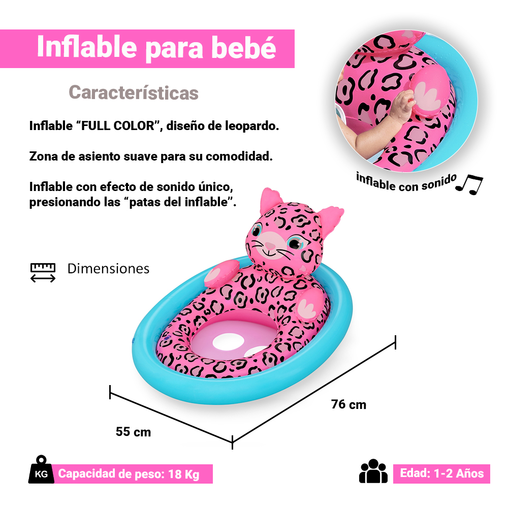 Foto 3 pulgar | Silla Inflable Salvavidas Para Bebé Diseño De Jaguar