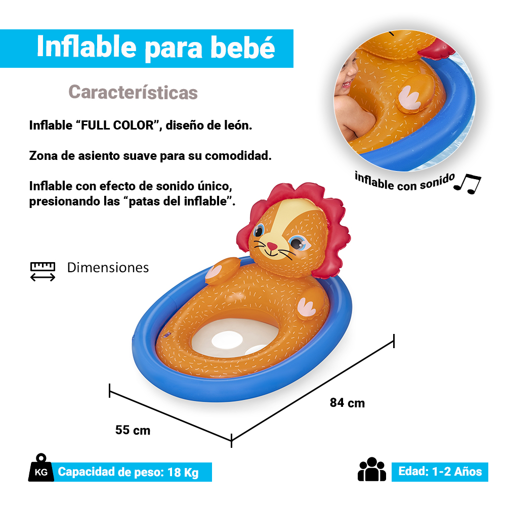 Foto 3 pulgar | Silla Inflable Bestway Salvavidas para Bebé Diseño de León