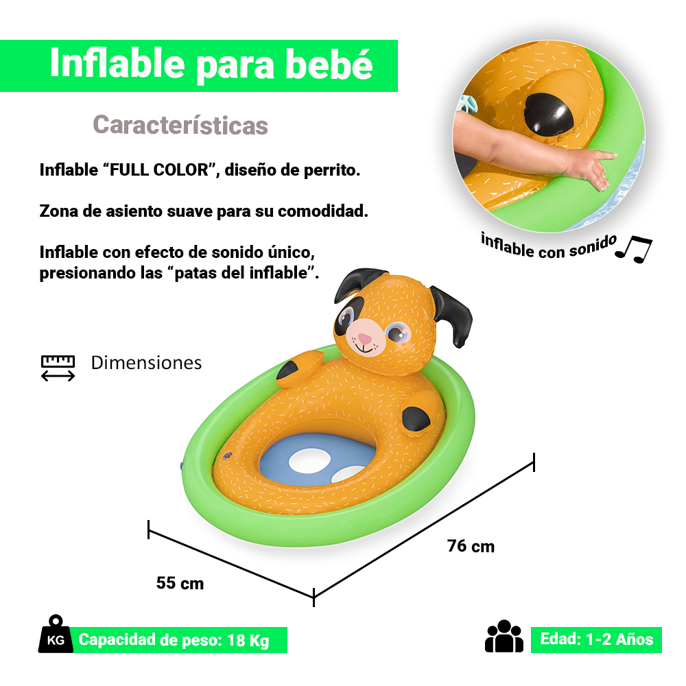 Foto 3 pulgar | Silla Inflable Salvavidas Para Bebé Diseño De Perro