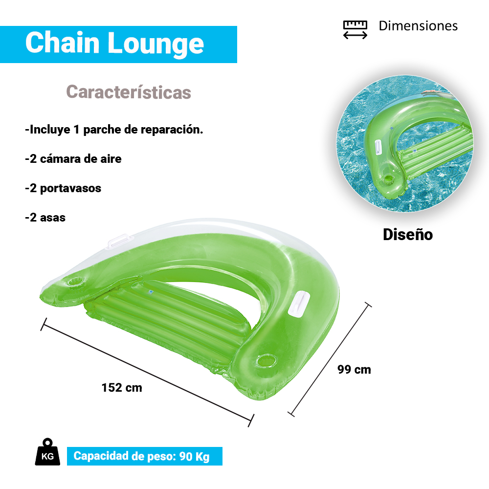 Foto 2 | Flotador Inflable Montable Juvenil Verde con Portavasos y Manijas