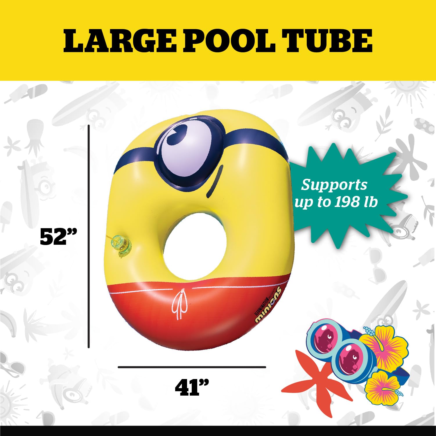 Foto 3 | Flota Hinchable Big Mouth Minions Para Piscina, Mi Villano Favorito 4, Color Rojo - Venta Internacional.