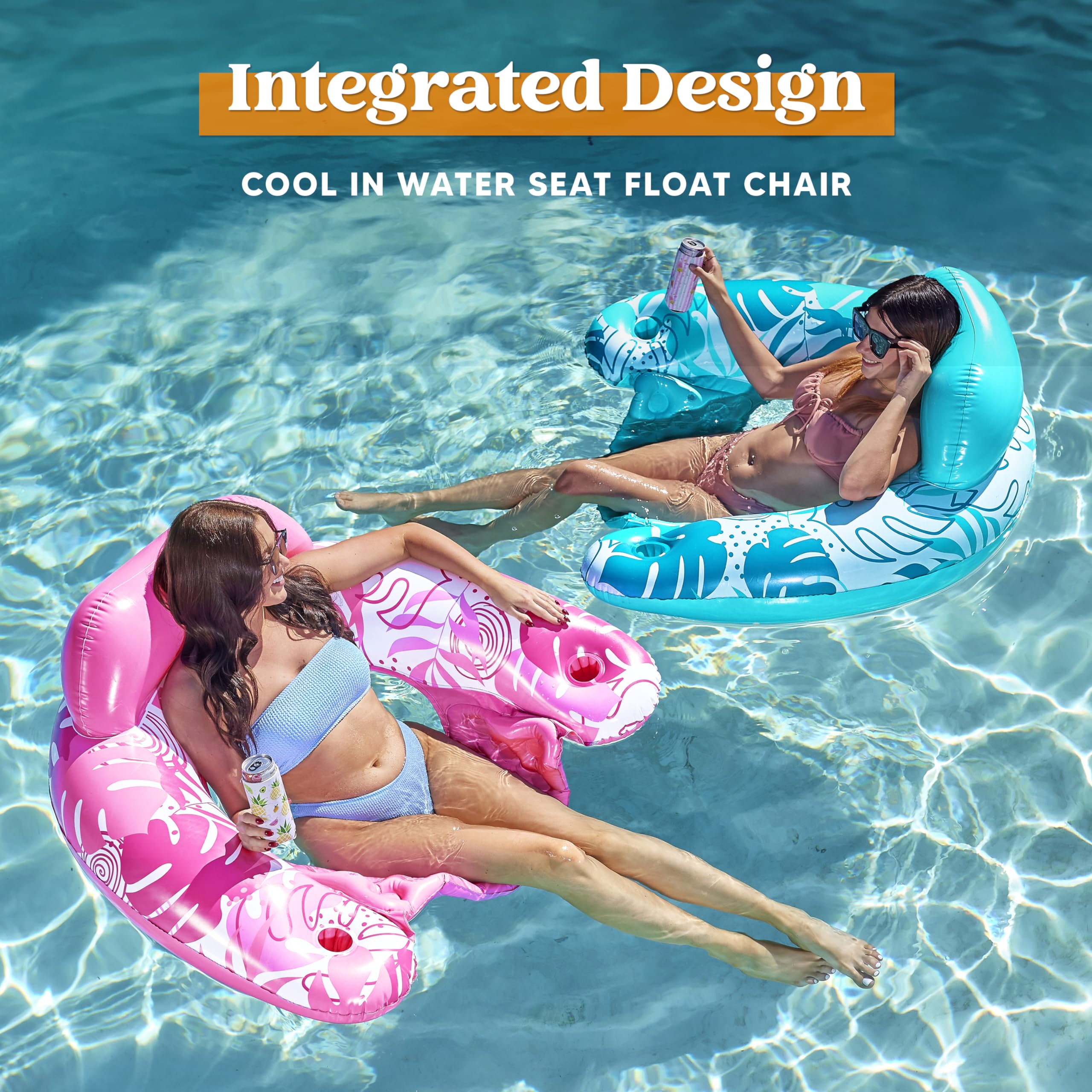 Foto 4 pulgar | Flotadores Inflables Para Piscina Sloosh Para Adultos, Paquete De 3 Con Portavasos - Venta Internacional.