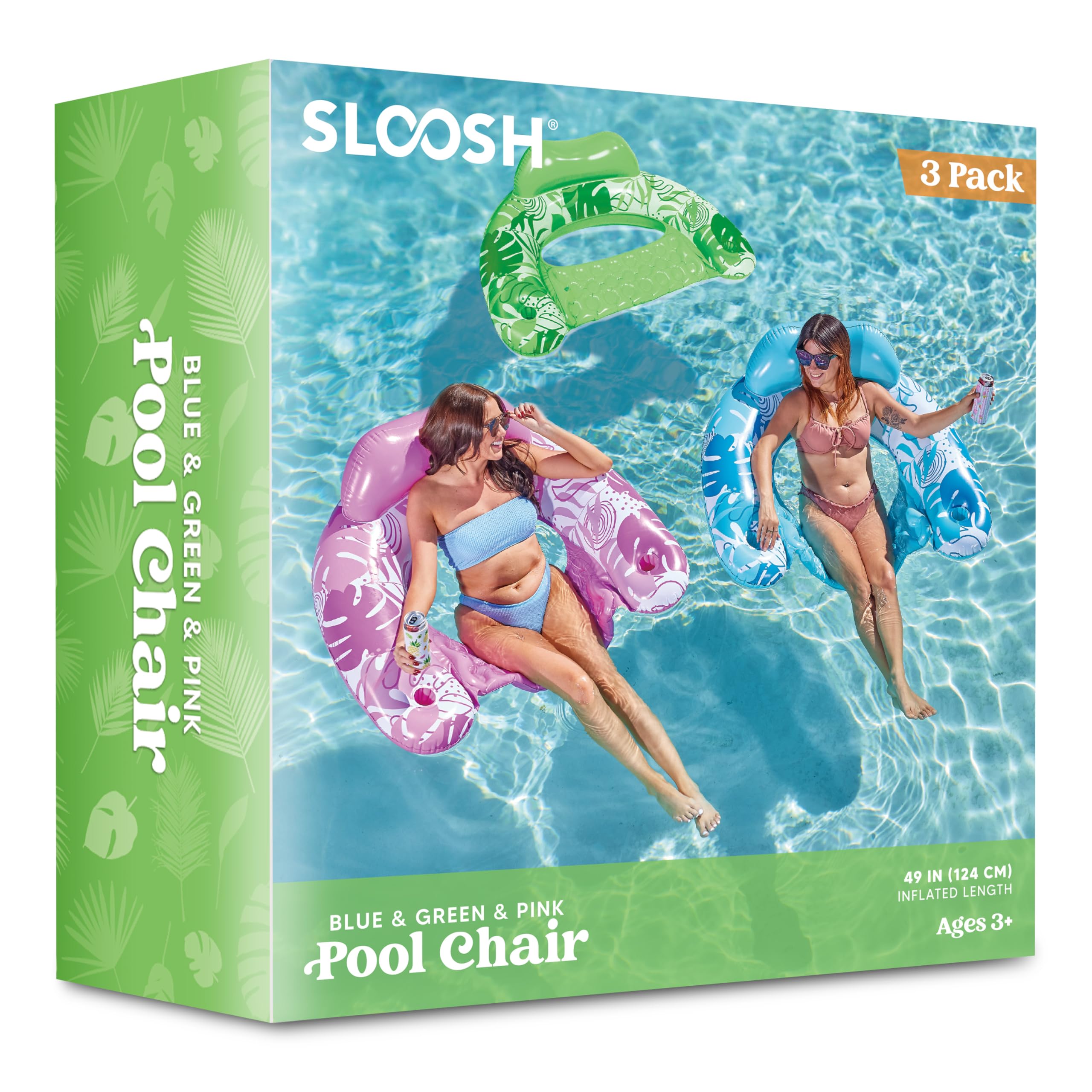 Foto 8 pulgar | Flotadores Inflables Para Piscina Sloosh Para Adultos, Paquete De 3 Con Portavasos - Venta Internacional.