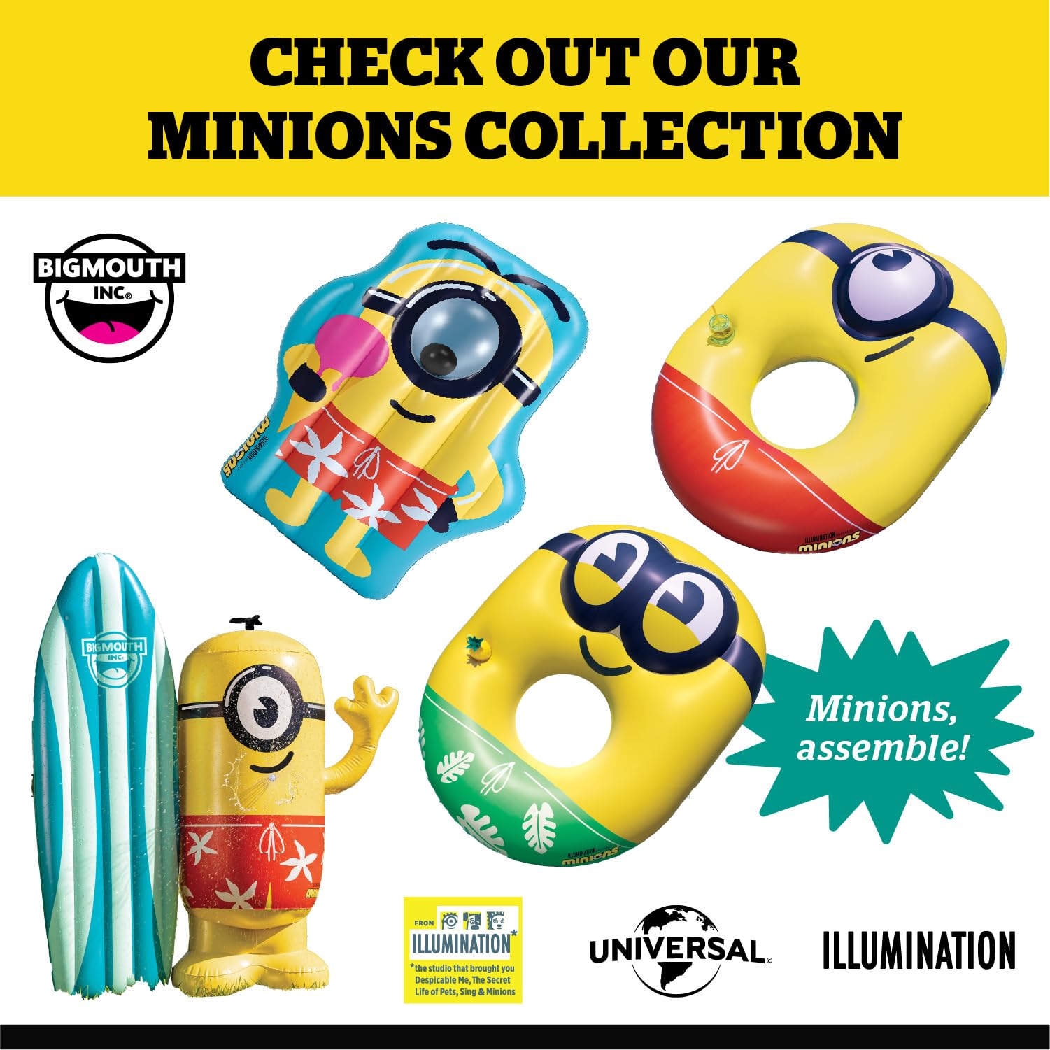 Foto 6 | Flota Hinchable Big Mouth Minions Para Piscina, Mi Villano Favorito 4, Color Naranja - Venta Internacional.