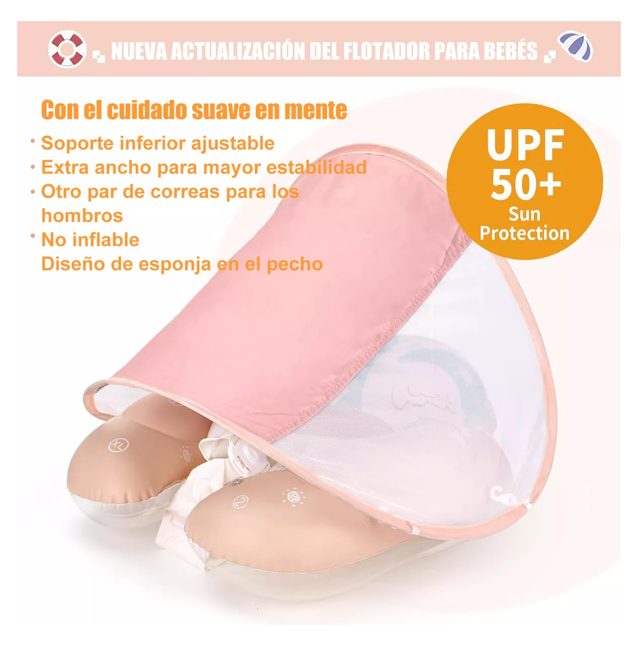 Foto 3 pulgar | Flotador De Bebe 3 Meses - 6 Años Salvavidas Inflable Cisne Color: L Naranja