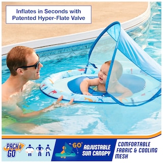 Foto 2 | Flota Para Piscina Swimways Para Bebés Con Canopy Shark - Venta Internacional.