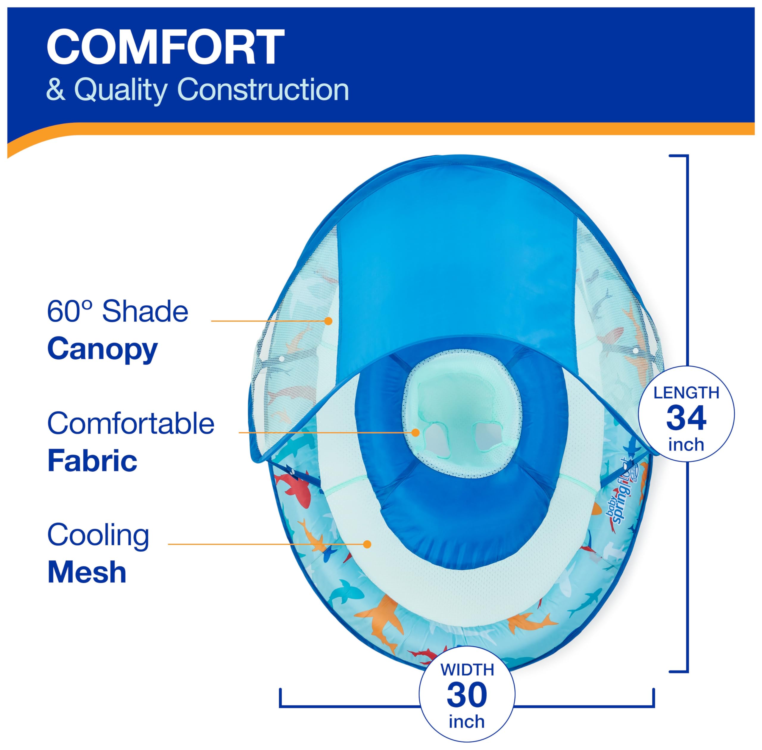 Foto 4 pulgar | Flota Para Piscina Swimways Para Bebés Con Canopy Shark - Venta Internacional.