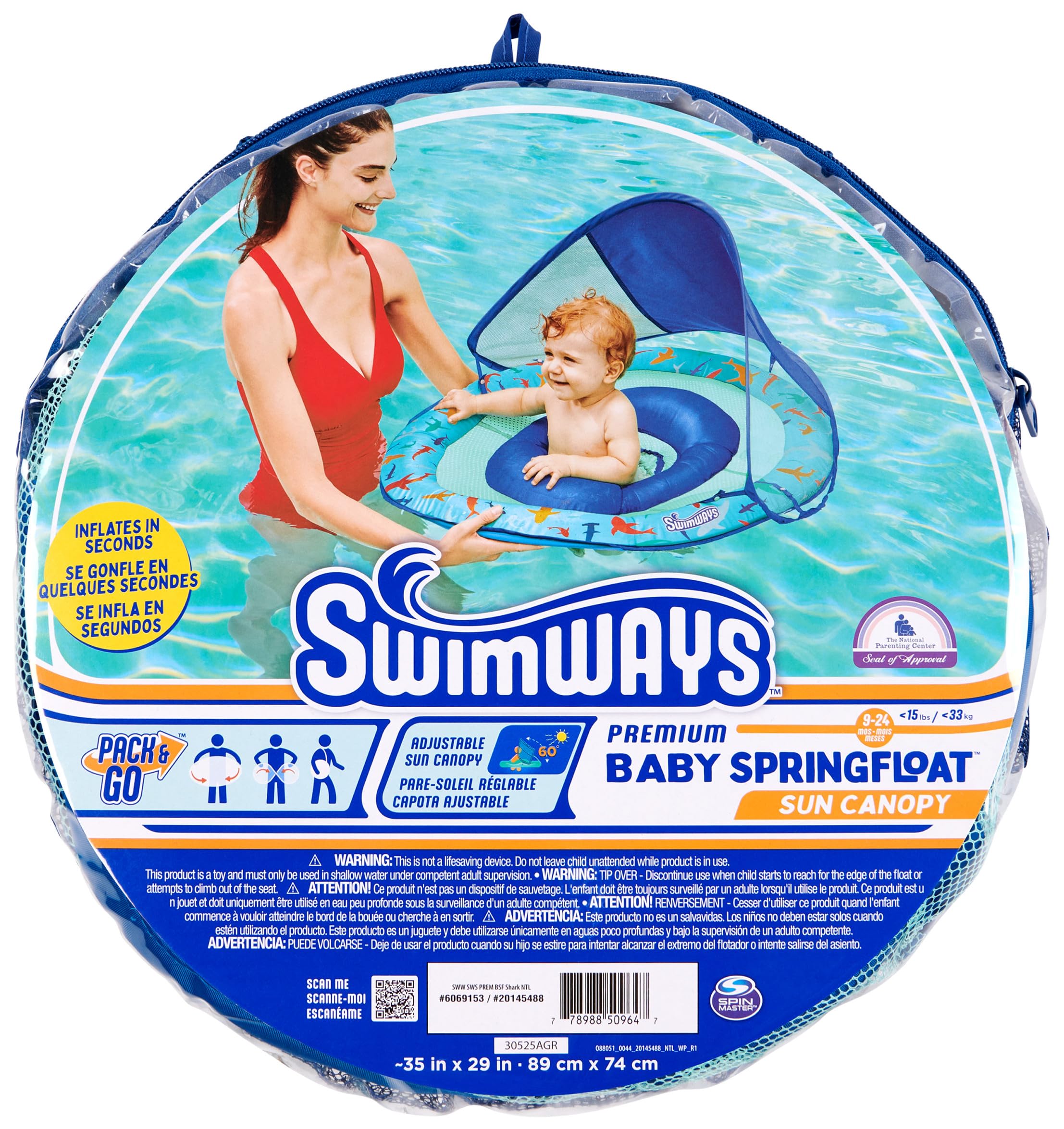 Foto 8 pulgar | Flota Para Piscina Swimways Para Bebés Con Canopy Shark - Venta Internacional.