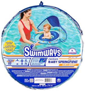 Foto 7 | Flota Para Piscina Swimways Para Bebés Con Canopy Shark - Venta Internacional.