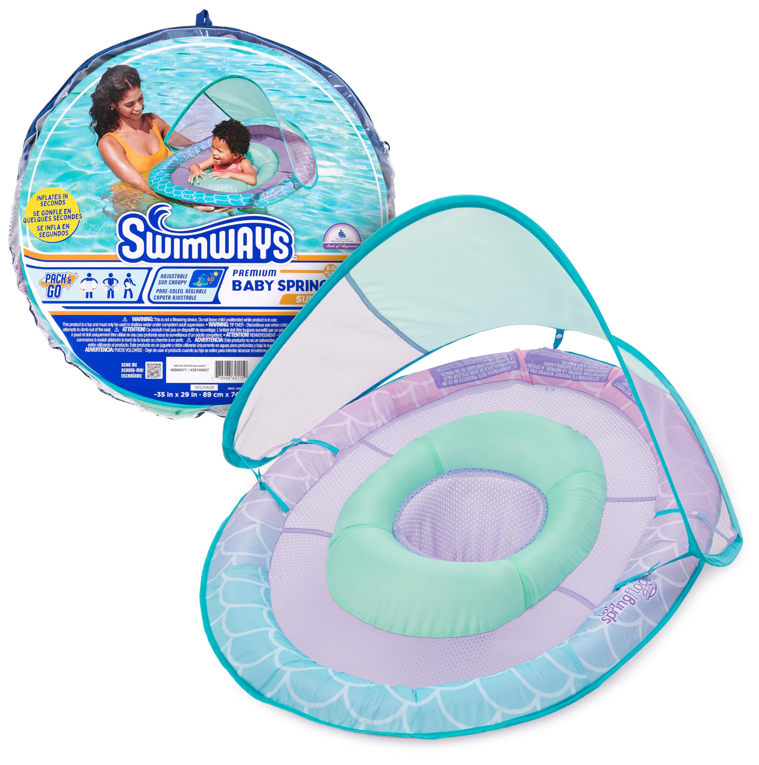 Foto 2 pulgar | Flota De Piscina Para Bebés Swimways Con Toldo En Forma De Sirena - Venta Internacional.