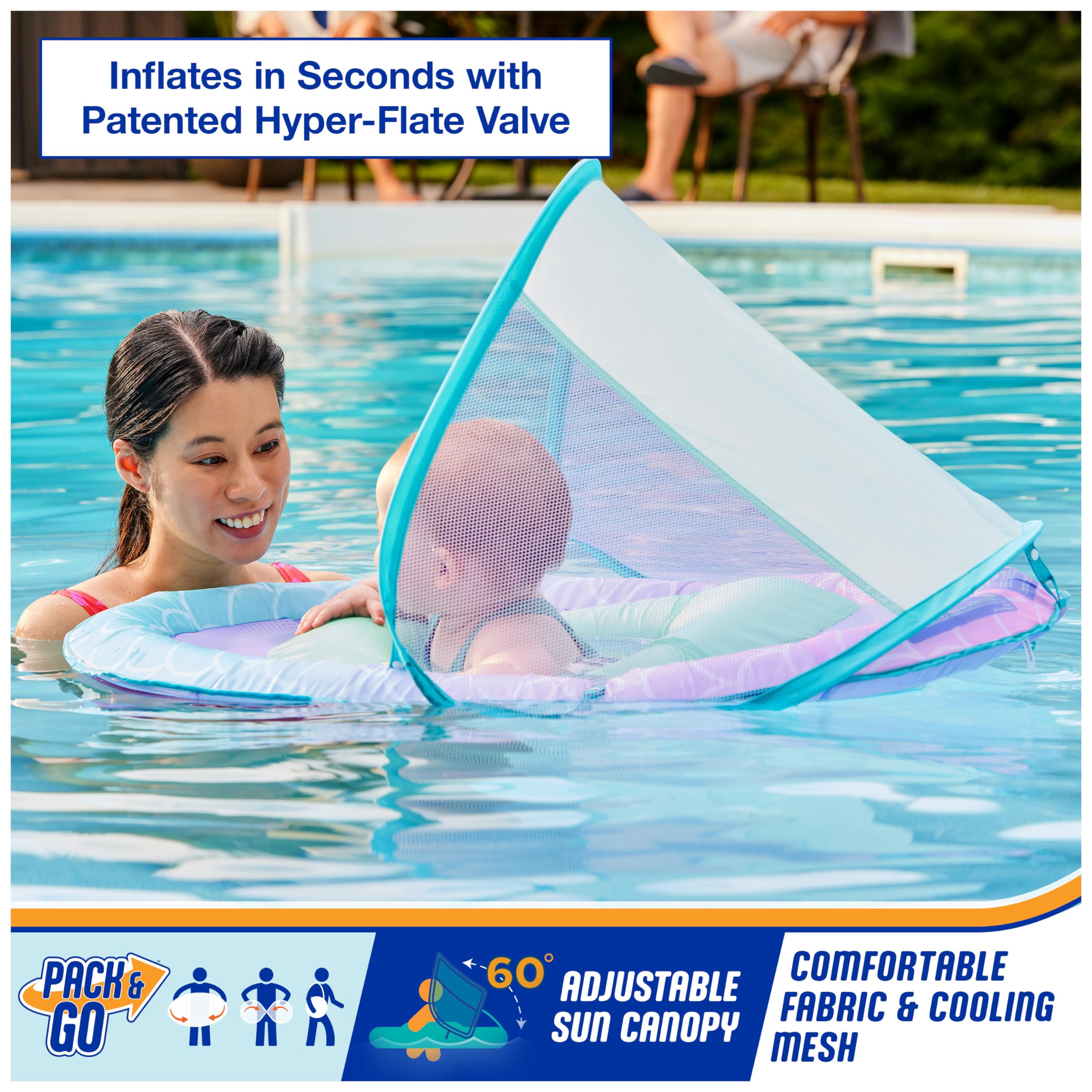 Foto 3 pulgar | Flota De Piscina Para Bebés Swimways Con Toldo En Forma De Sirena - Venta Internacional.