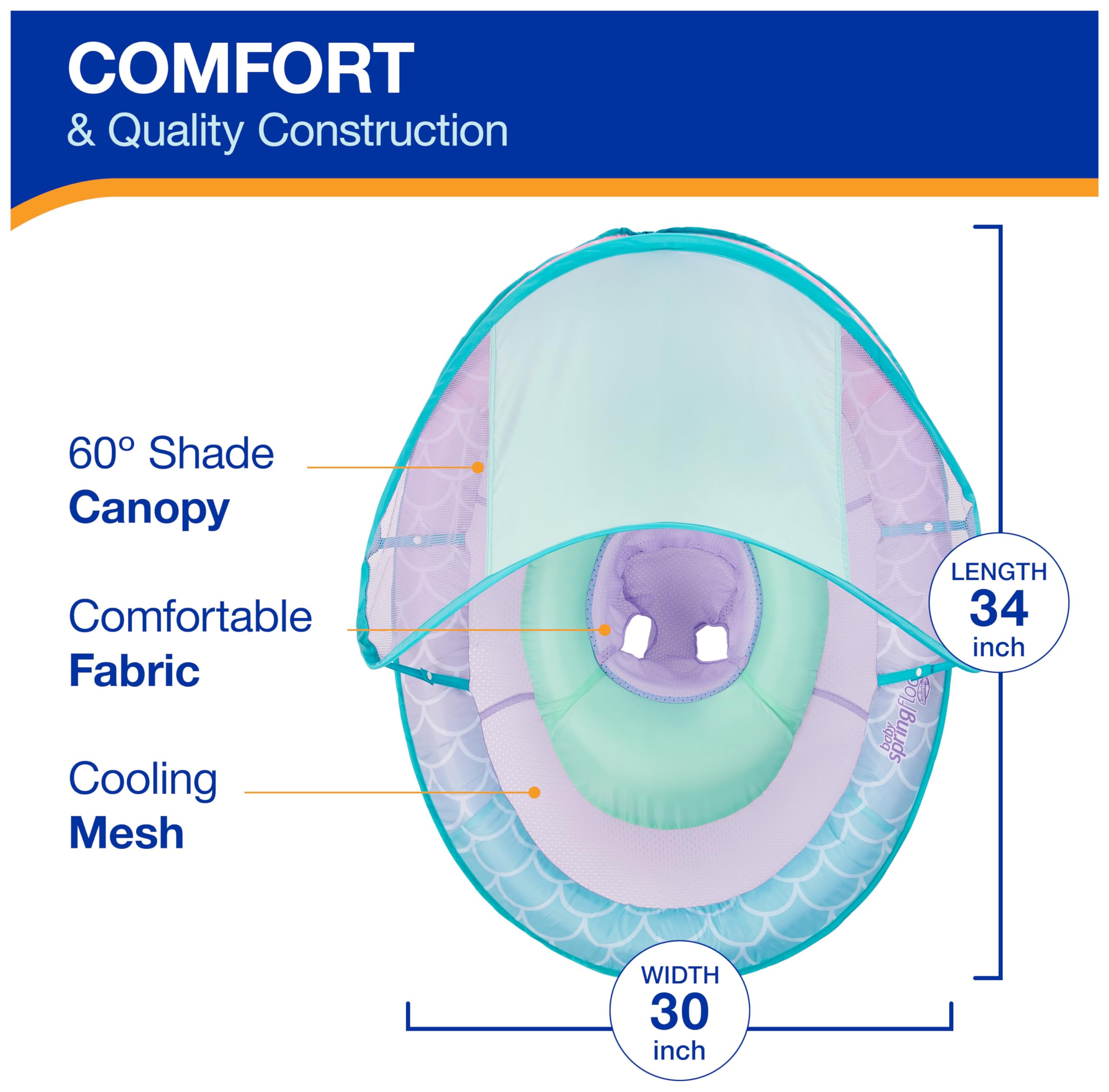 Foto 4 pulgar | Flota De Piscina Para Bebés Swimways Con Toldo En Forma De Sirena - Venta Internacional.