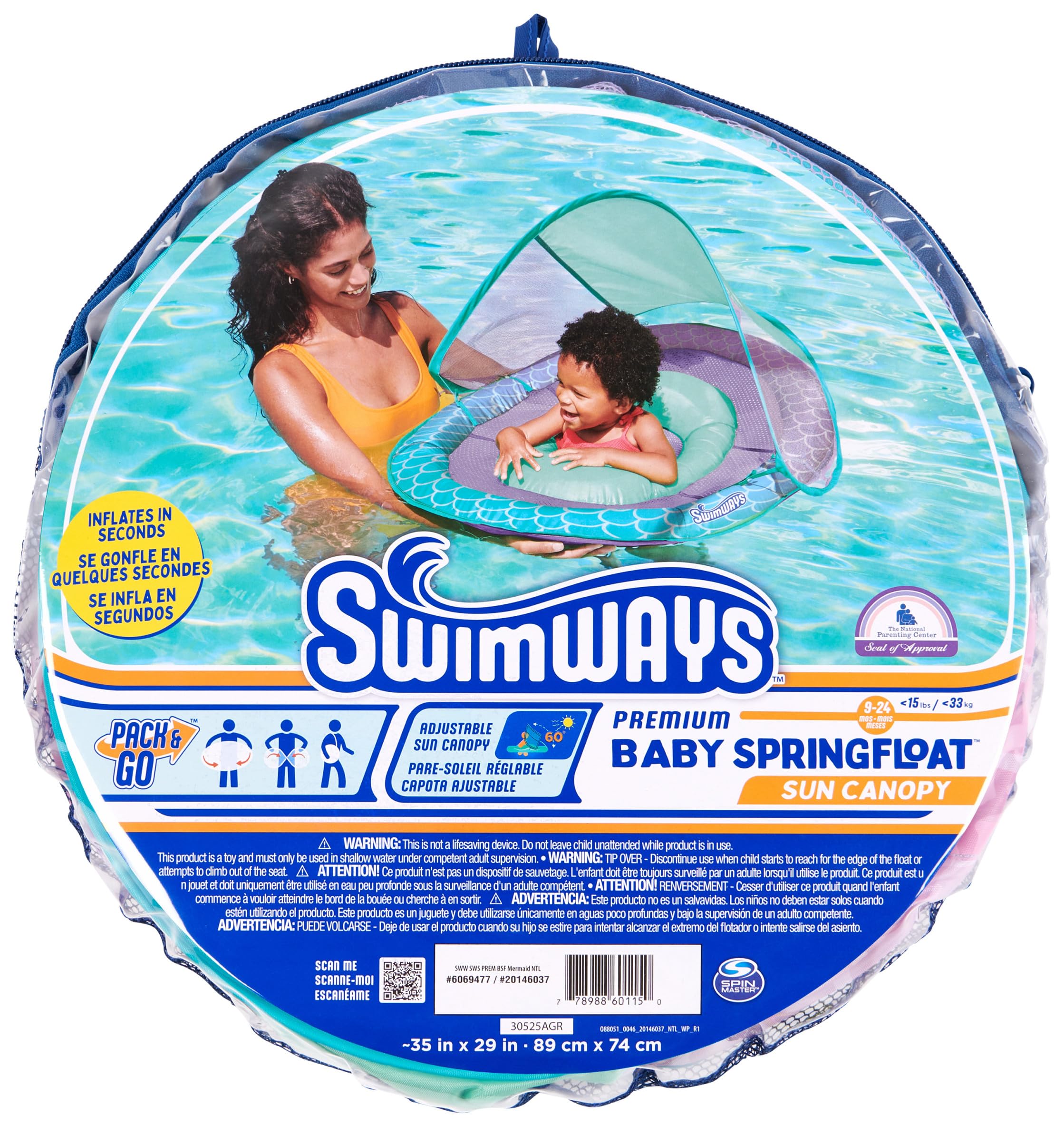 Foto 7 | Flota De Piscina Para Bebés Swimways Con Toldo En Forma De Sirena - Venta Internacional.