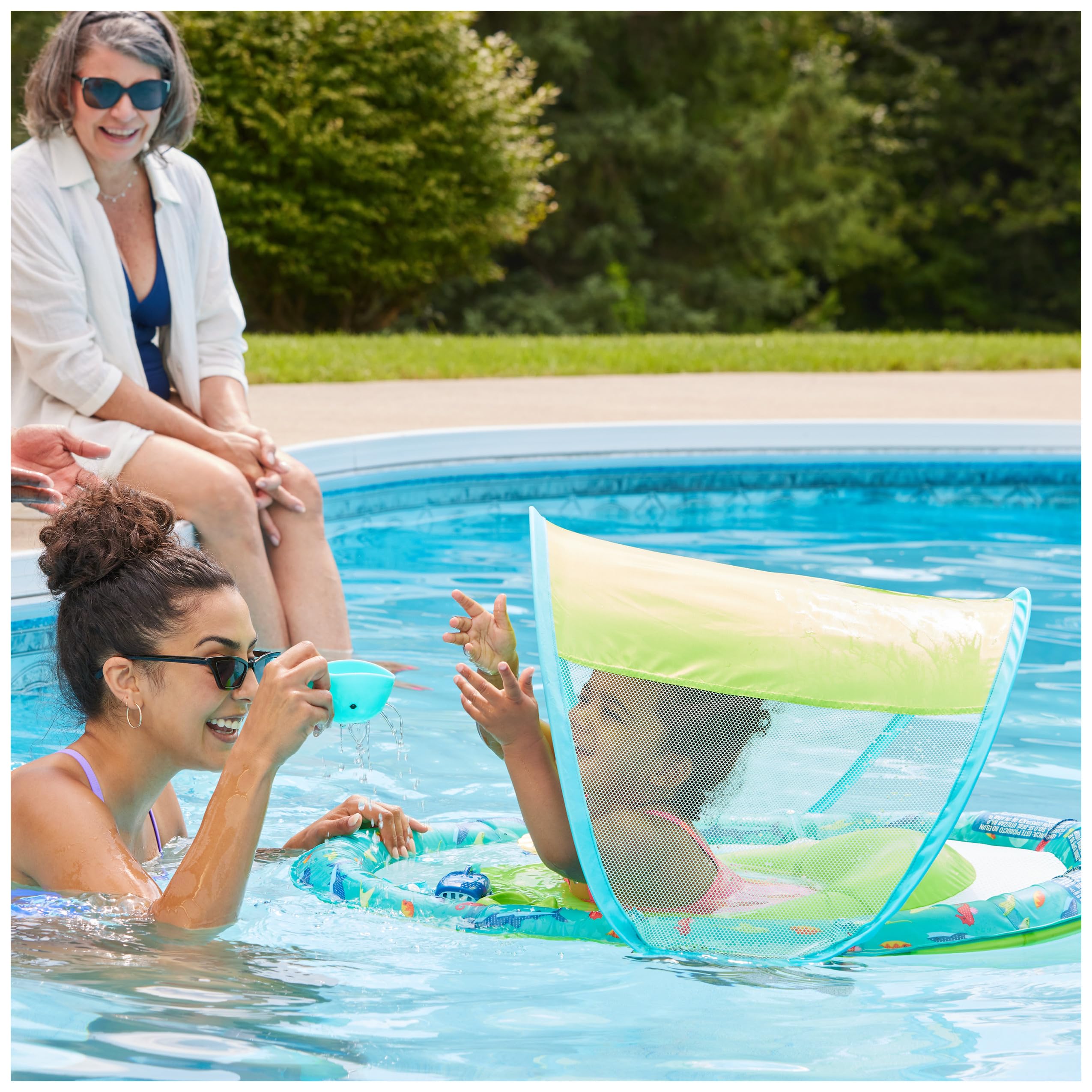 Foto 7 pulgar | Flota De Piscina Para Bebés Swimways Spring Float Splash N Play Con Toldo - Venta Internacional.