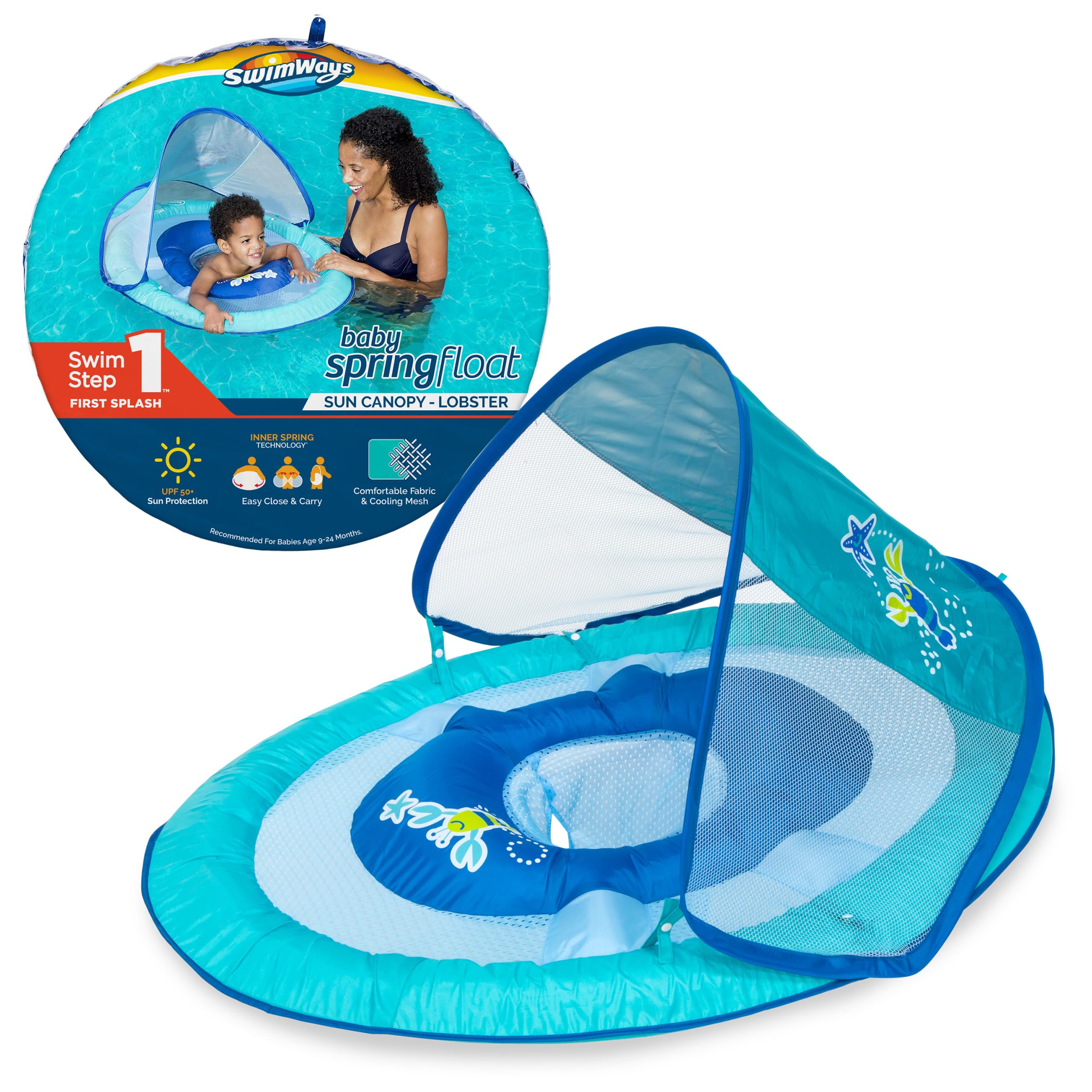 Foto 2 pulgar | Baby Spring Float Swimways Con Toldo Upf50+, Langosta Azul - Venta Internacional.