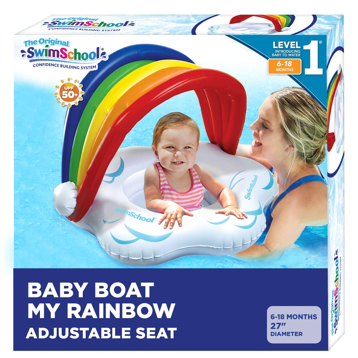 Foto 3 pulgar | Flotador para Piscina Swimschool Rainbow Baby con Toldo - Venta Internacional