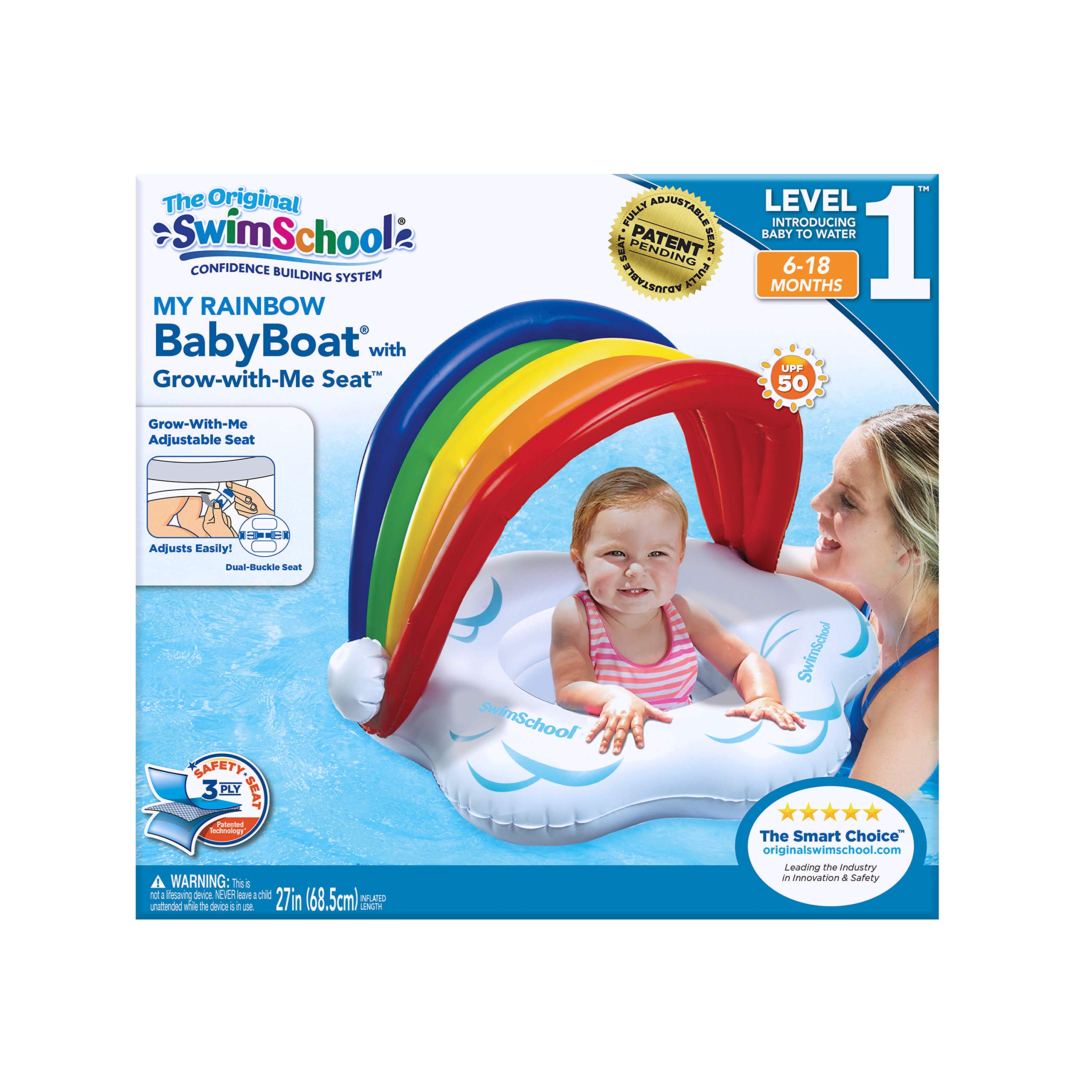 Foto 6 pulgar | Flotador para Piscina Swimschool Rainbow Baby con Toldo - Venta Internacional