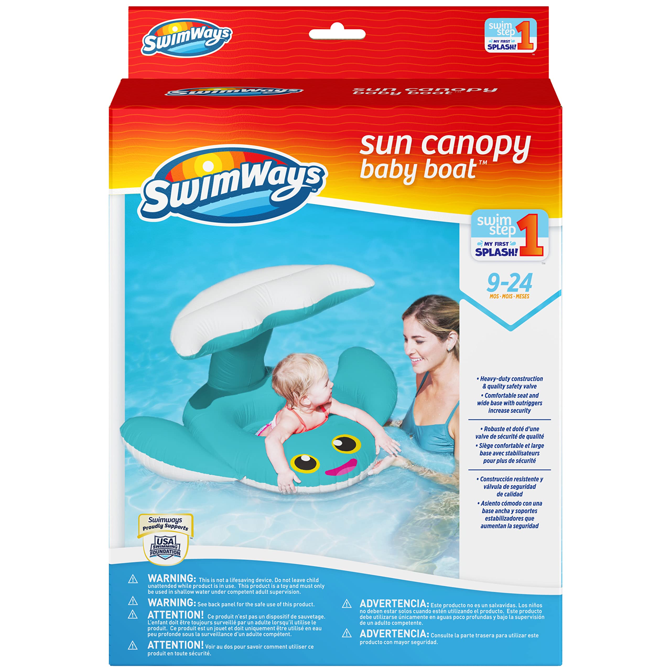 Foto 8 pulgar | Bote Hinchable Swimways Con Toldo Solar Con Forma De Ballena - Venta Internacional.