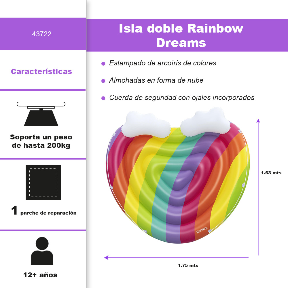 Foto 2 | Inflable Montable Salvavidas Bestway Corazón Arcoiris 1.75mts