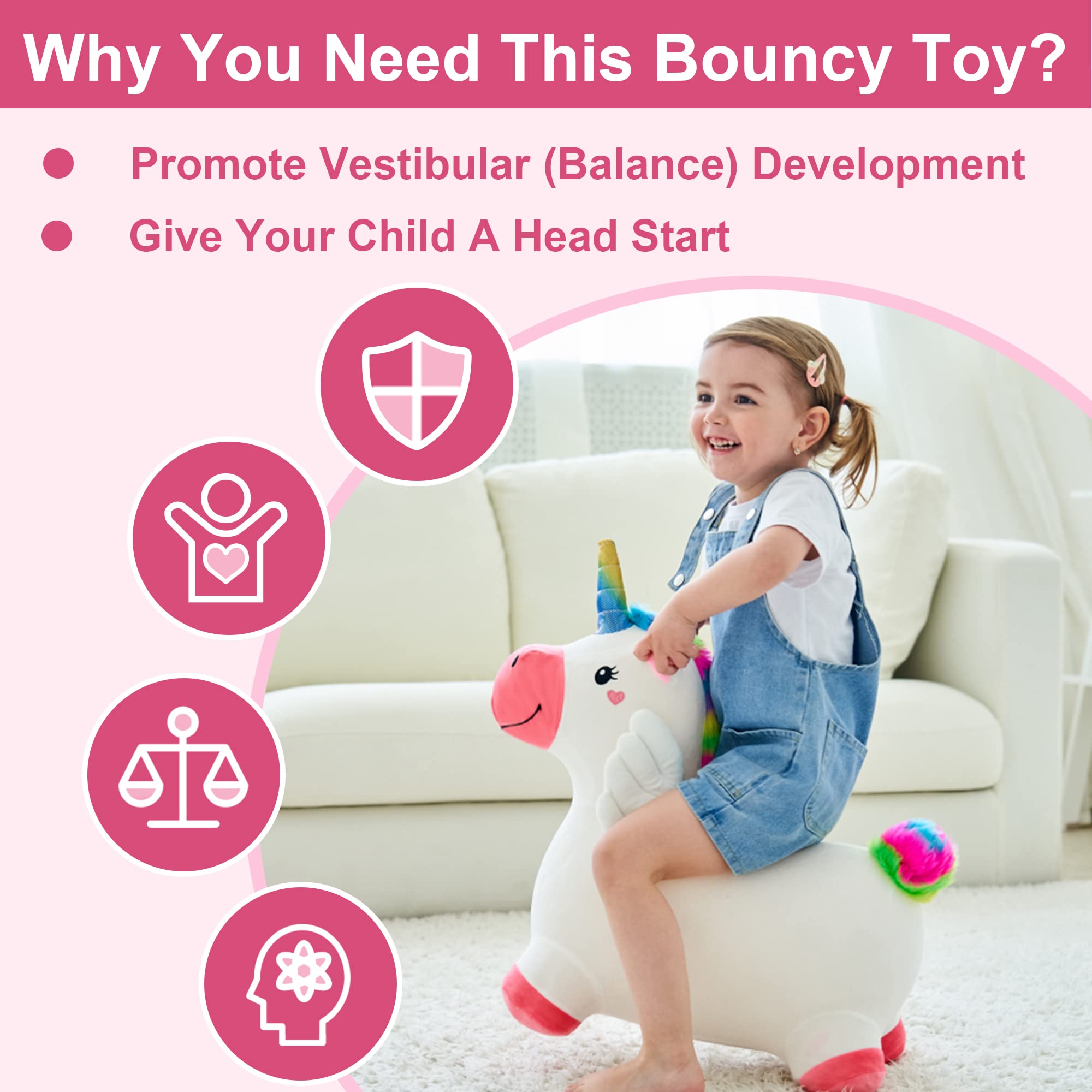 Foto 2 | Bouncy Horse Iplay Ilearn Bouncy Pals Unicorn Para Niña De Más De 18 Millones - Venta Internacional.
