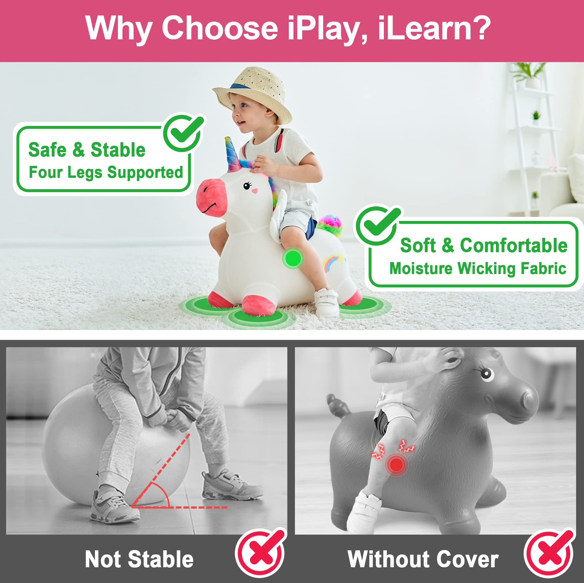 Foto 4 pulgar | Bouncy Horse Iplay Ilearn Bouncy Pals Unicorn Para Niña De Más De 18 Millones - Venta Internacional.