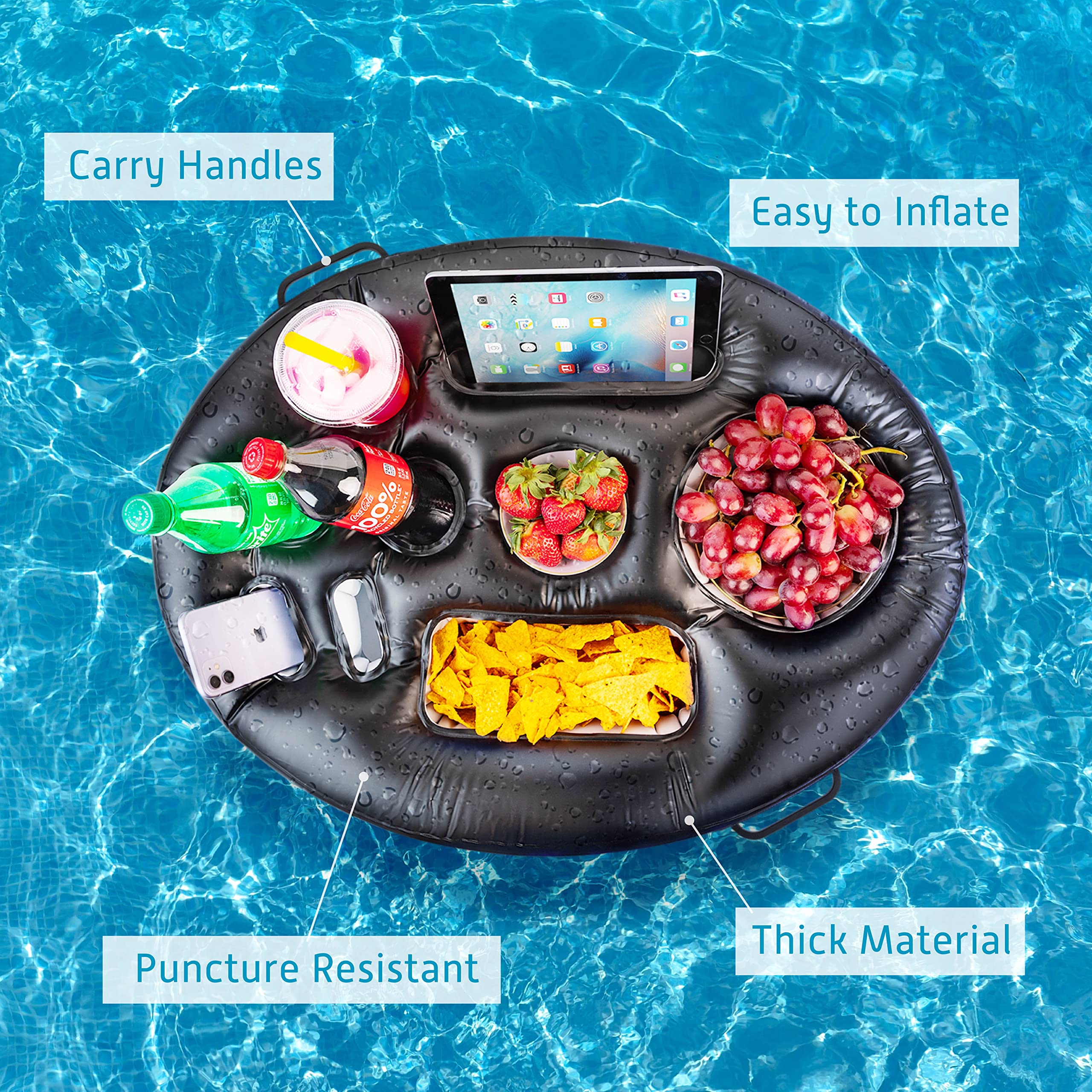 Foto 4 pulgar | Soporte Inflable Flotante Para Bebidas Zone Tech Para Piscina O Jacuzzi - Venta Internacional.