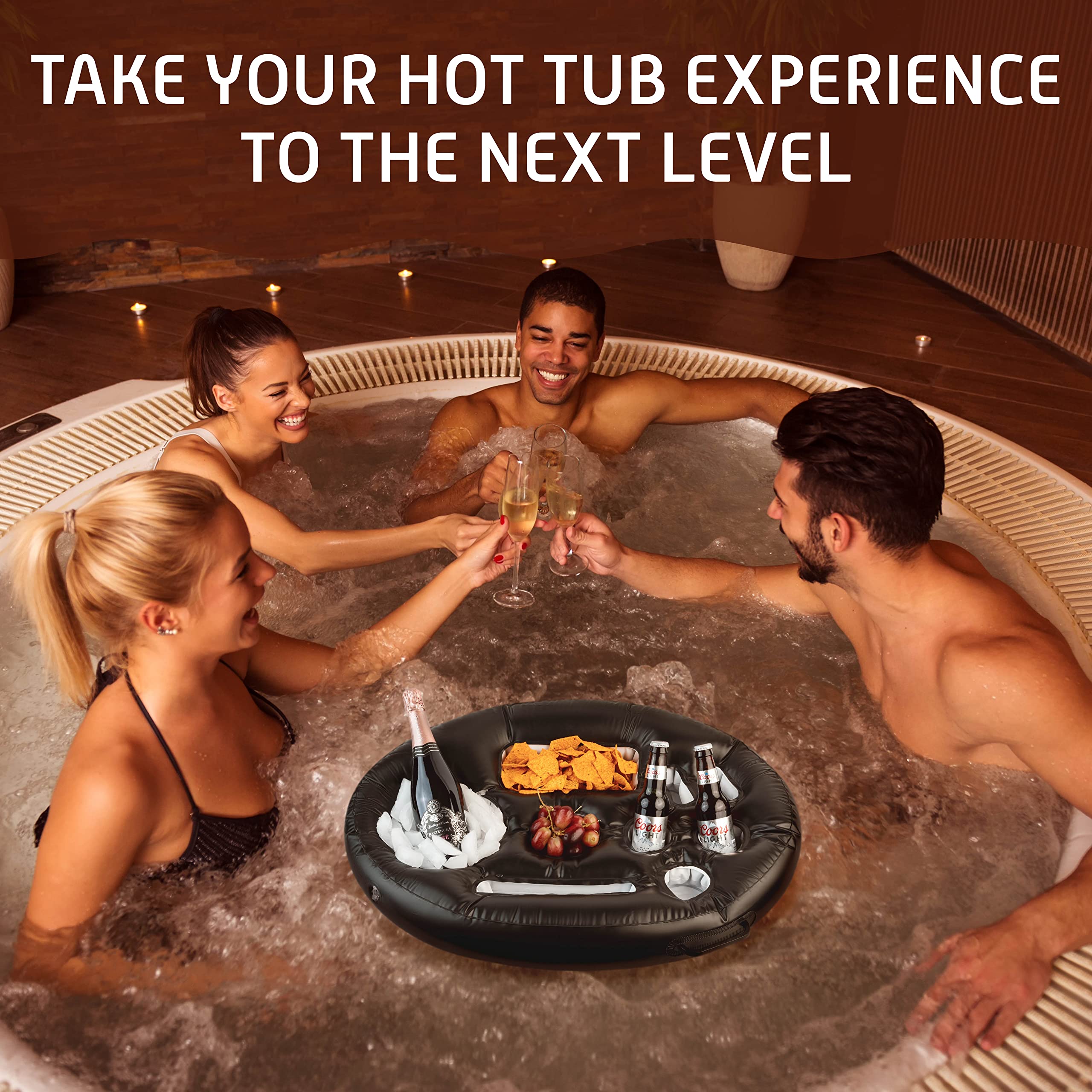 Foto 5 pulgar | Soporte Inflable Flotante Para Bebidas Zone Tech Para Piscina O Jacuzzi - Venta Internacional.