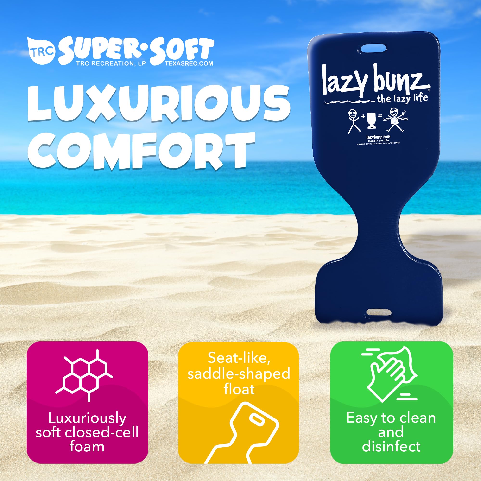 Foto 4 pulgar | Sillín Acuático De Espuma Para Piscina Trc Recreation Lazy Bunz Navy - Venta Internacional.