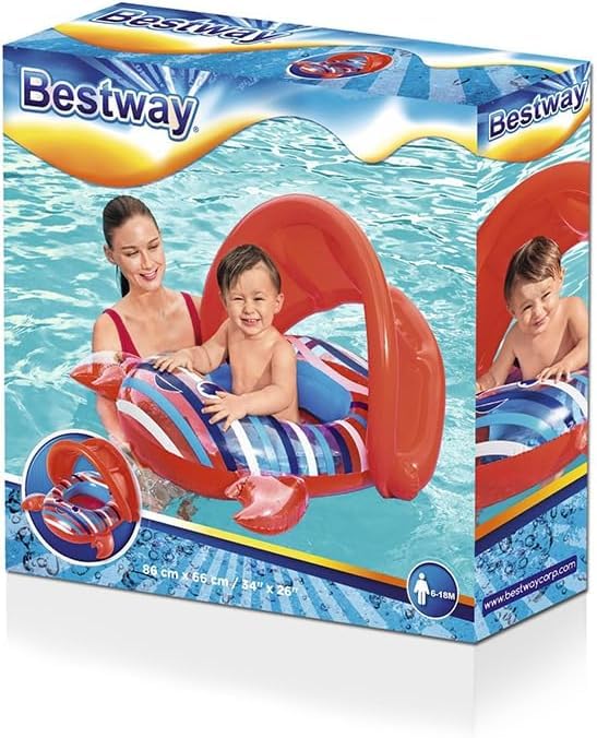 Foto 3 pulgar | Flota Para Piscina Para Bebés Bestway H2o Go! Cangrejo Con Toldo Rojo Y Azul - Venta Internacional.