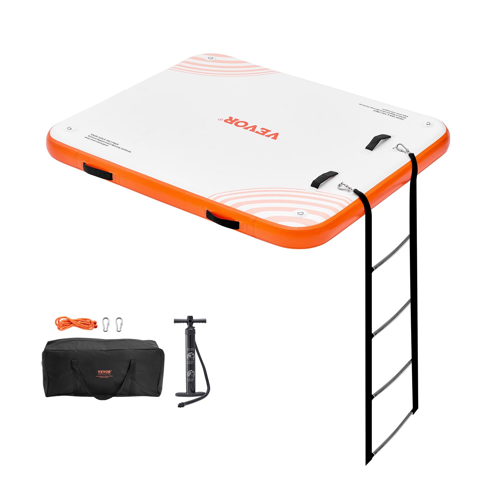 Muelle Flotante Inflable Vevor De 6 X 5 Pies Con Bolsa De Transporte Y Escalera - Venta Internacional.