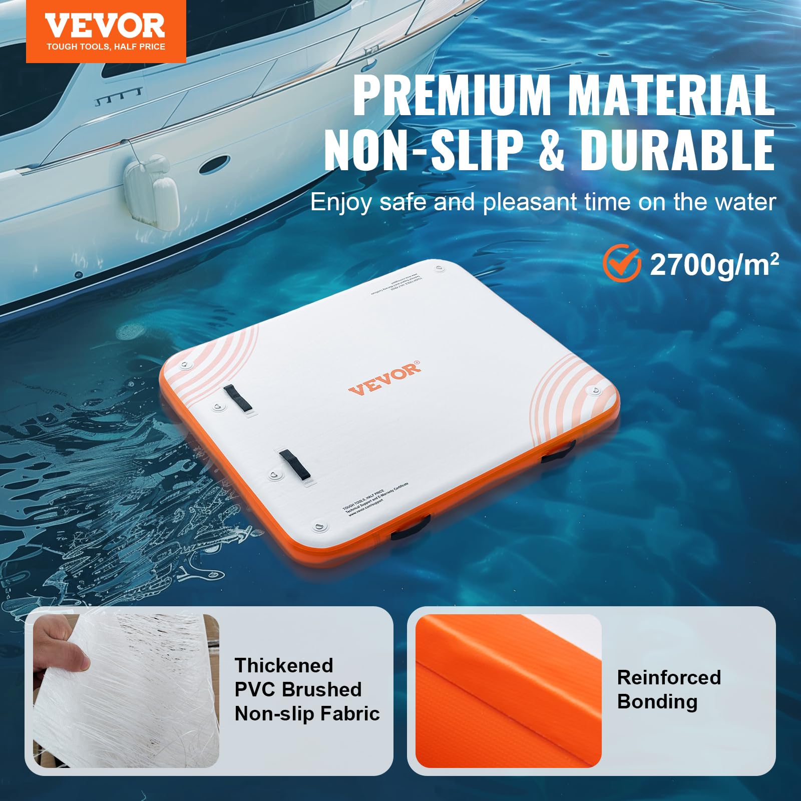 Foto 3 pulgar | Muelle Flotante Inflable Vevor De 6 X 5 Pies Con Bolsa De Transporte Y Escalera - Venta Internacional.