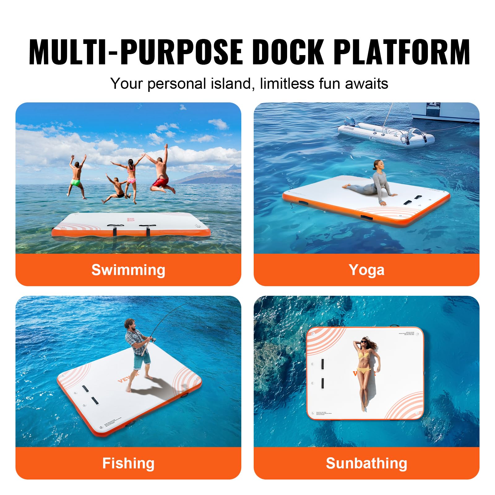 Foto 7 pulgar | Muelle Flotante Inflable Vevor De 6 X 5 Pies Con Bolsa De Transporte Y Escalera - Venta Internacional.
