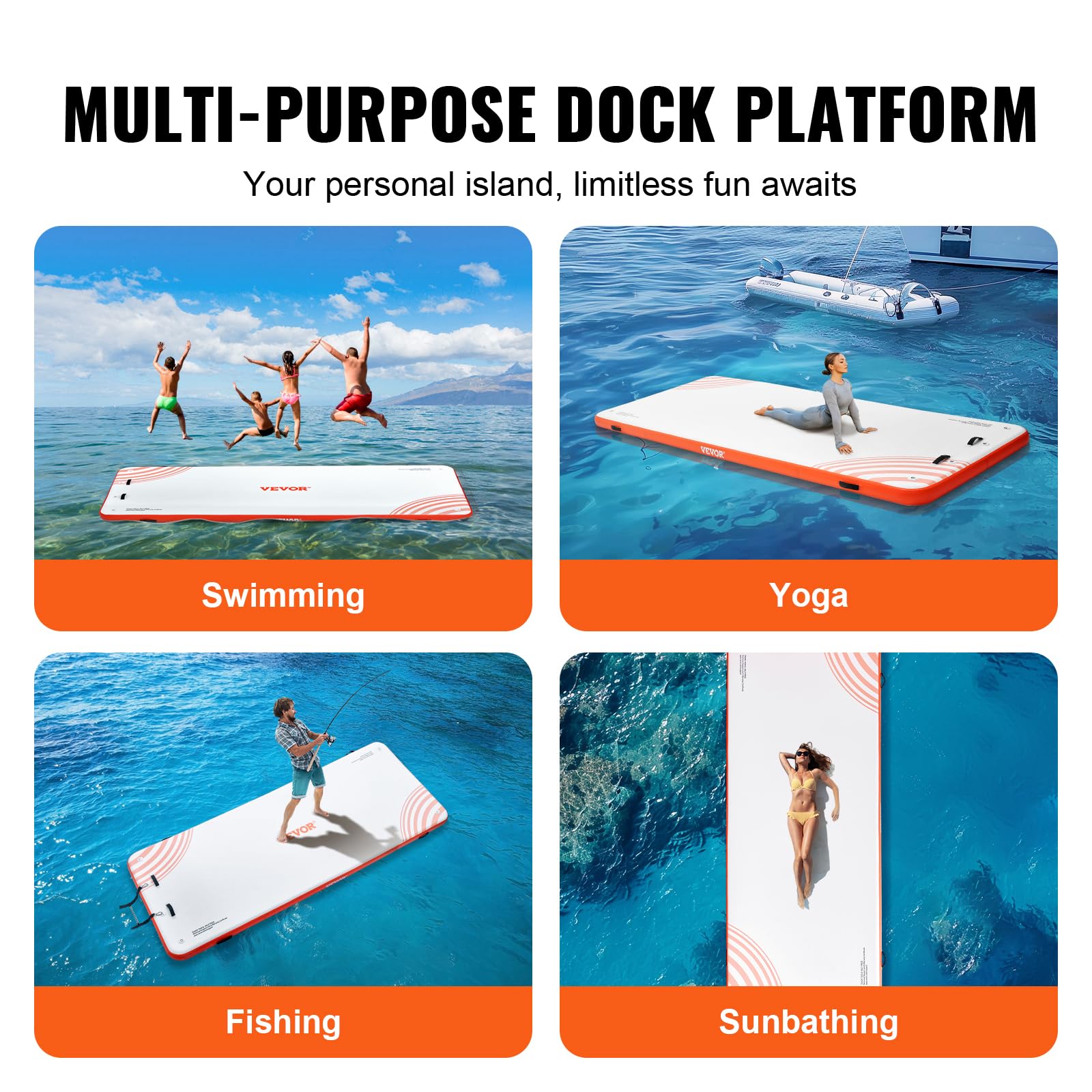 Foto 7 pulgar | Muelle Flotante Inflable Vevor De 15 X 6 Pies Con Escalera Y Bolsa - Venta Internacional.