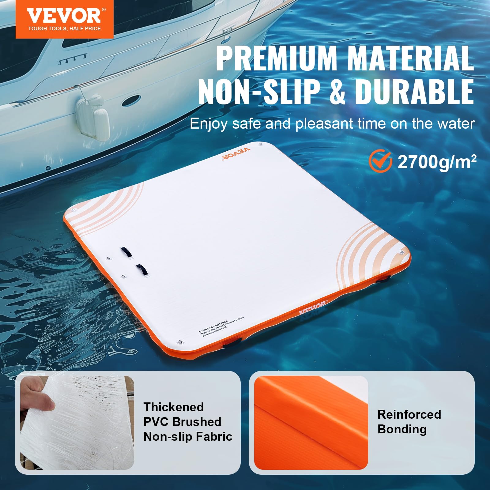 Foto 3 pulgar | Muelle Flotante Inflable Vevor De 7 X 7 Pies Con Bolsa De Transporte Y Escalera - Venta Internacional.