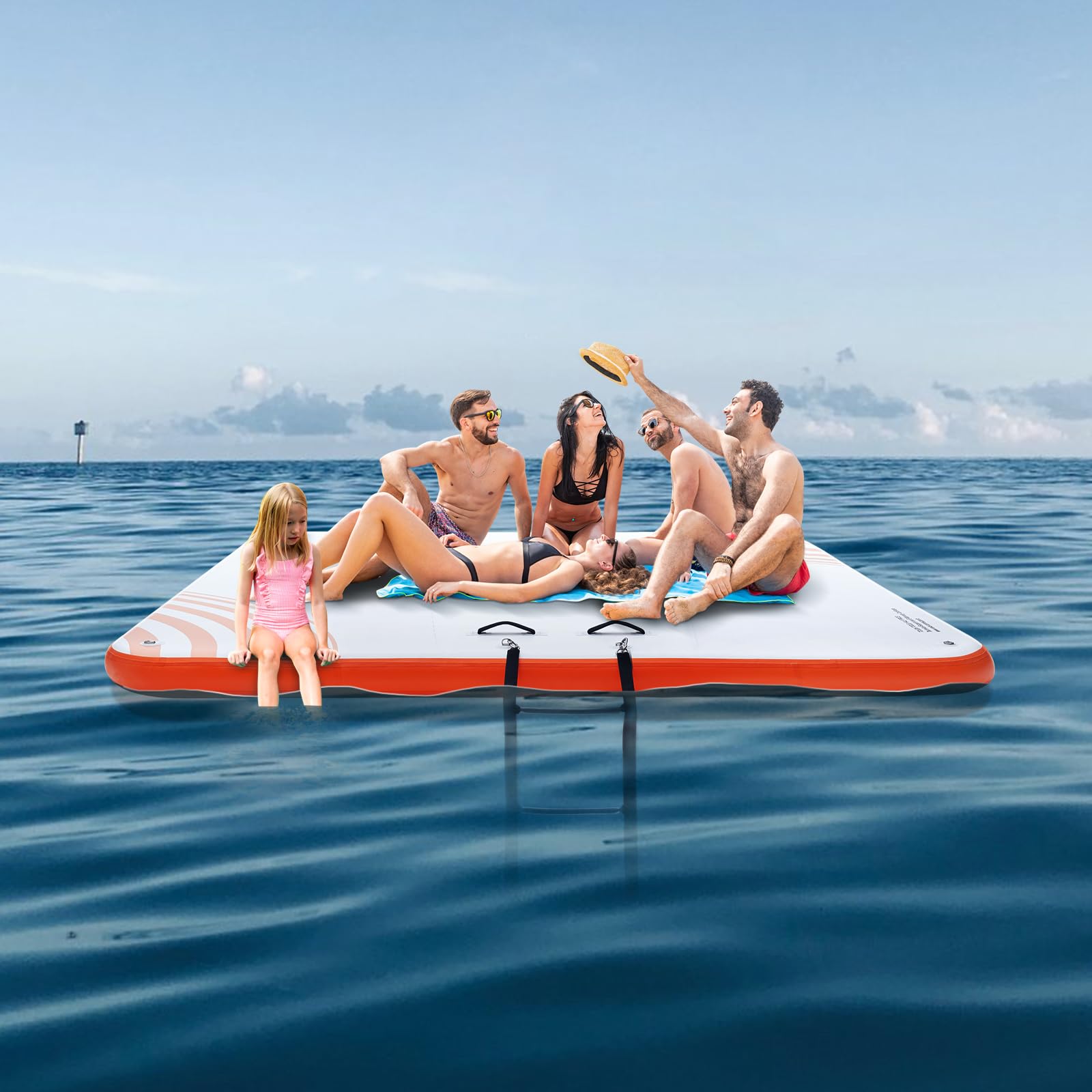 Foto 6 pulgar | Muelle Flotante Inflable Vevor De 10 X 10 Pies Con Bolsa De Transporte - Venta Internacional.