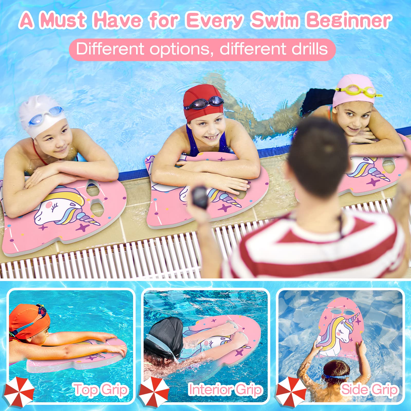 Foto 4 pulgar | Tabla De Natación Moko Con Dibujos Animados Con Forma De Medusa Para Niños, Rosa - Venta Internacional.