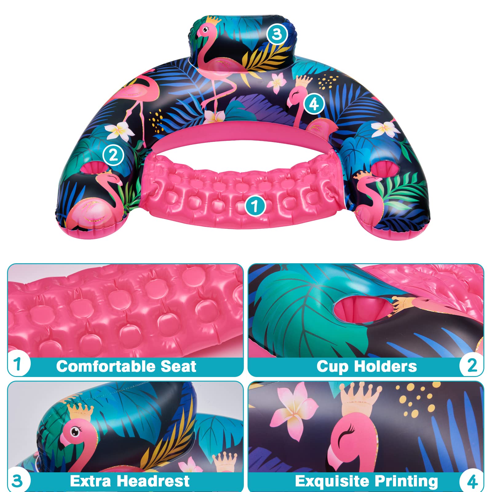 Foto 7 pulgar | Silla Flotante Inflable Para Piscina Wernnsai, Paquete De 2 Para Adultos - Venta Internacional.