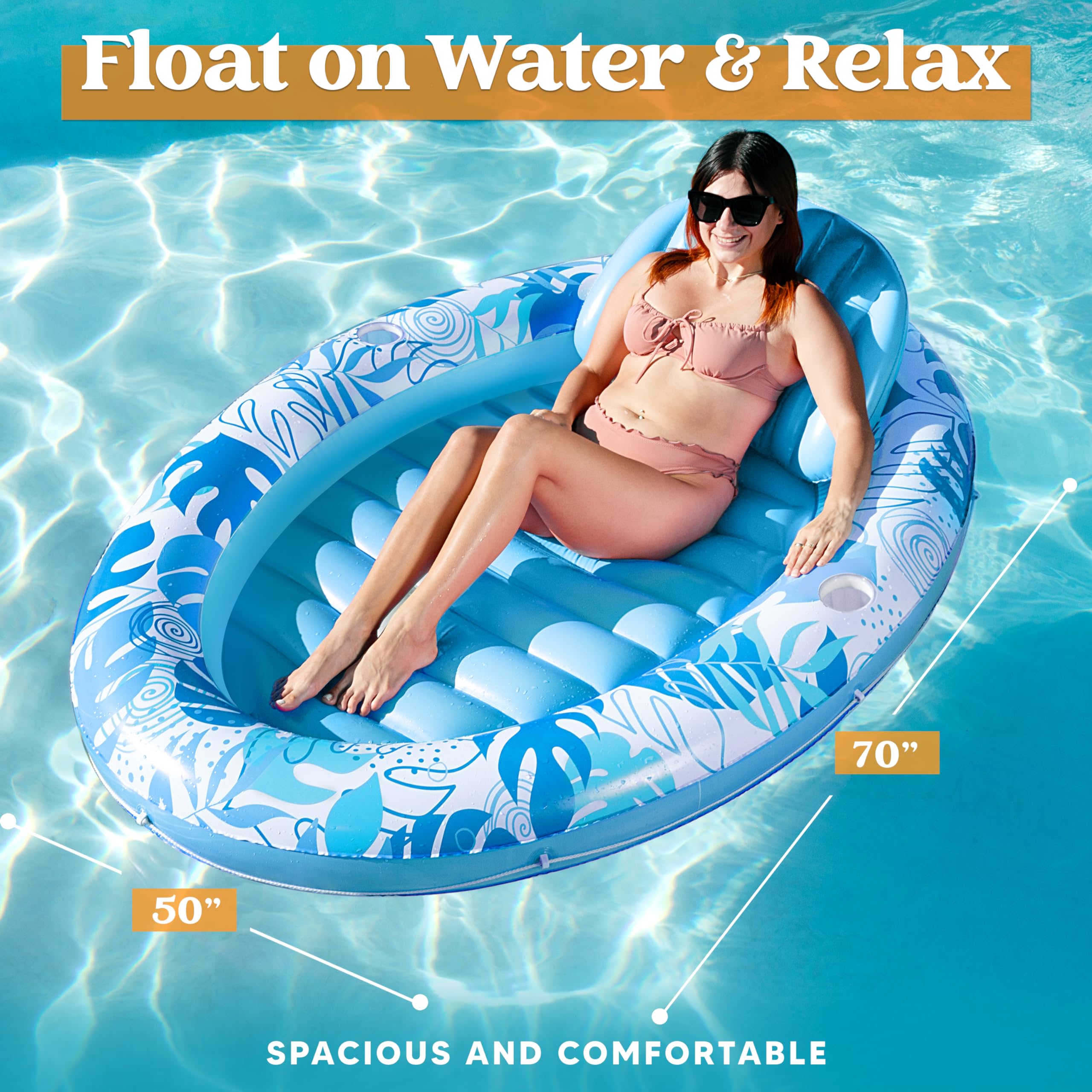 Foto 3 pulgar | Tumbona Hinchable Para Piscina De Bronceado Sloosh, 70 X 50 Cm, Color Azul - Venta Internacional.