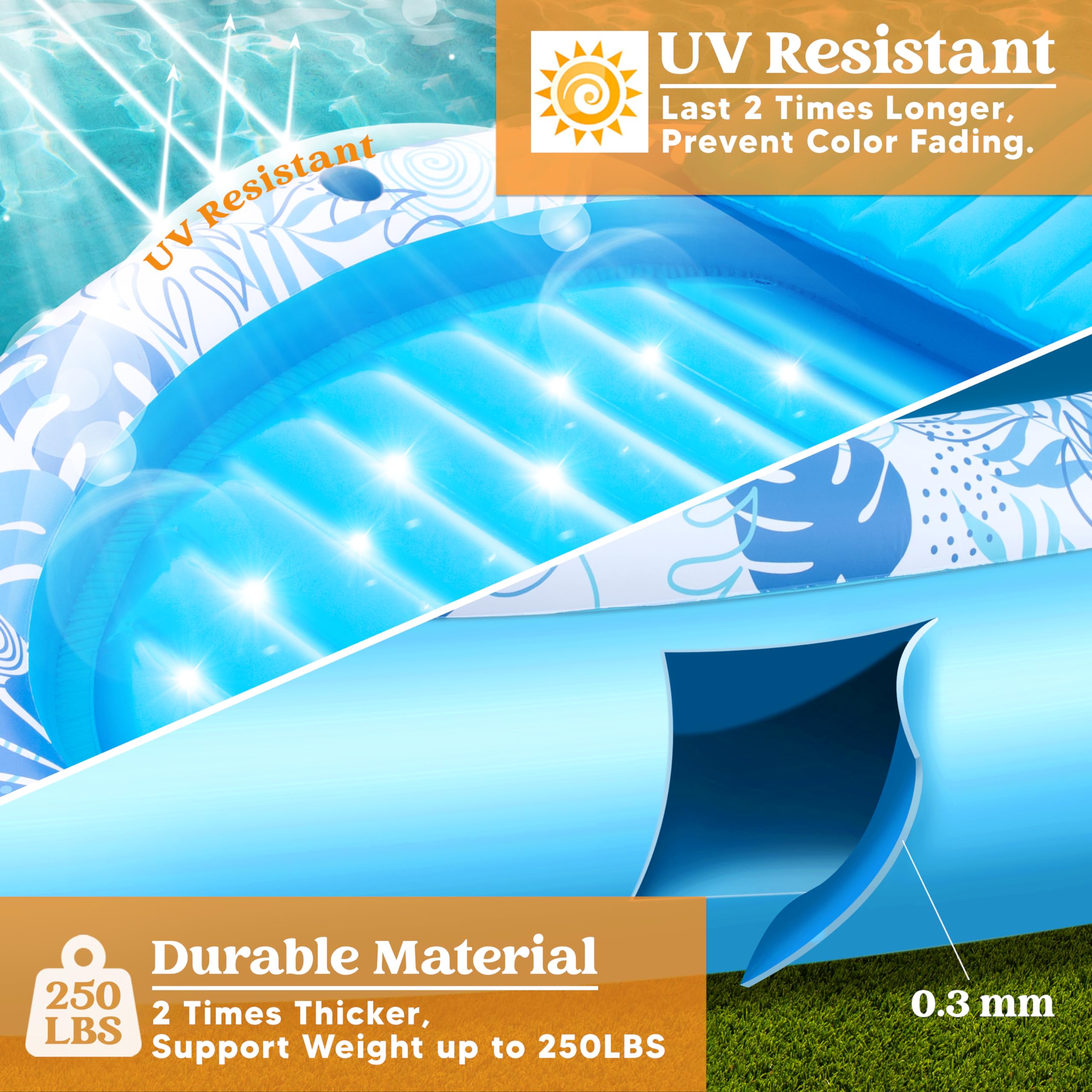 Foto 5 pulgar | Tumbona Hinchable Para Piscina De Bronceado Sloosh, 70 X 50 Cm, Color Azul - Venta Internacional.