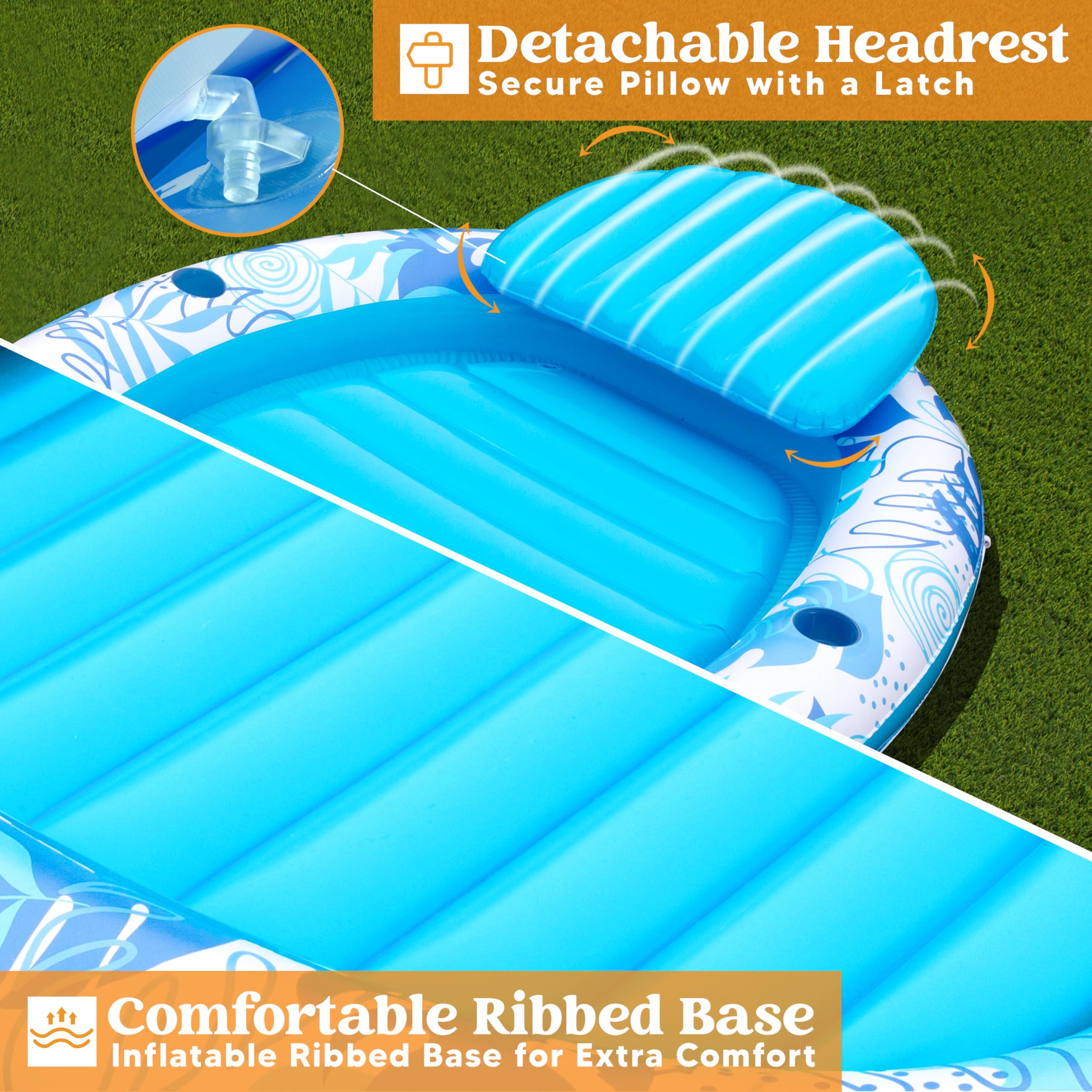 Foto 6 pulgar | Tumbona Hinchable Para Piscina De Bronceado Sloosh, 70 X 50 Cm, Color Azul - Venta Internacional.