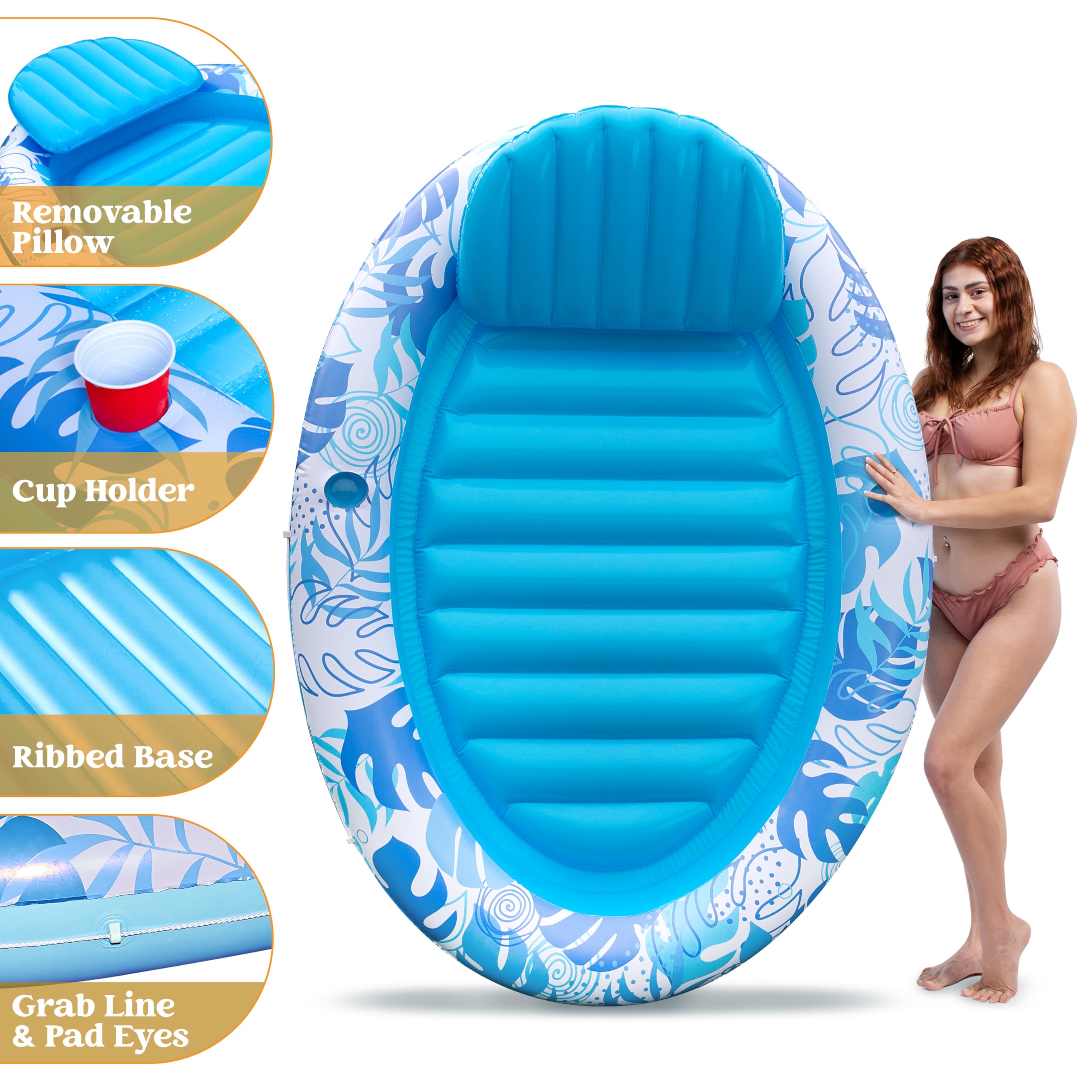 Foto 7 pulgar | Tumbona Hinchable Para Piscina De Bronceado Sloosh, 70 X 50 Cm, Color Azul - Venta Internacional.