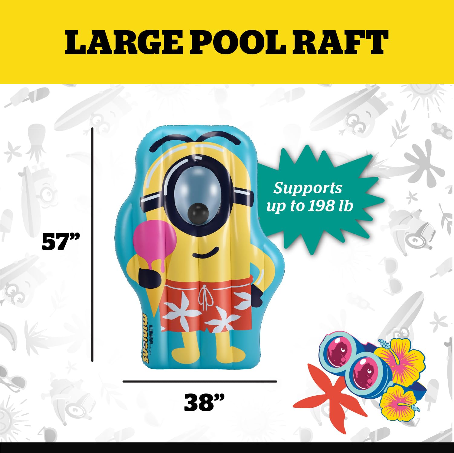 Foto 4 pulgar | Balsa Flotante Para Piscina Bigmouth Minions Despicable Me 4 Para Niños Y Adultos - Venta Internacional.