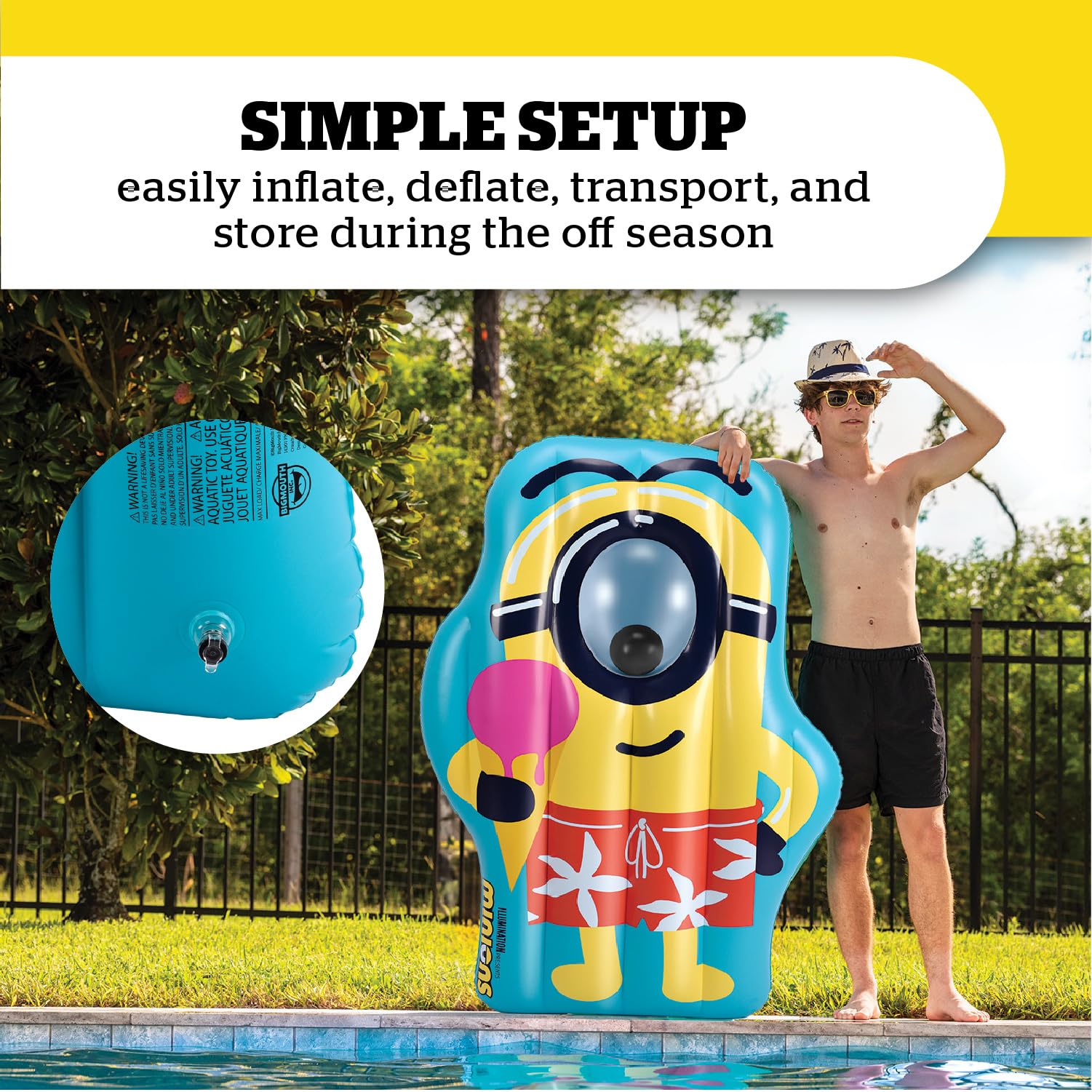 Foto 6 pulgar | Balsa Flotante Para Piscina Bigmouth Minions Despicable Me 4 Para Niños Y Adultos - Venta Internacional.