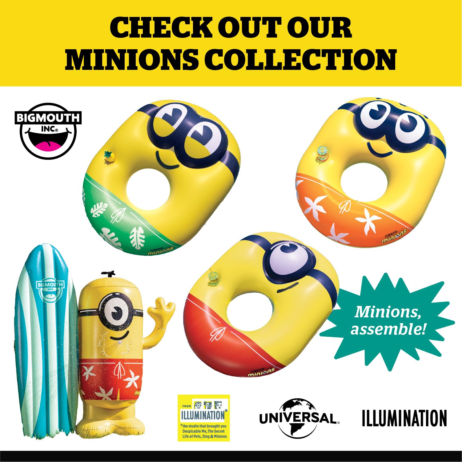 Foto 7 pulgar | Balsa Flotante Para Piscina Bigmouth Minions Despicable Me 4 Para Niños Y Adultos - Venta Internacional.