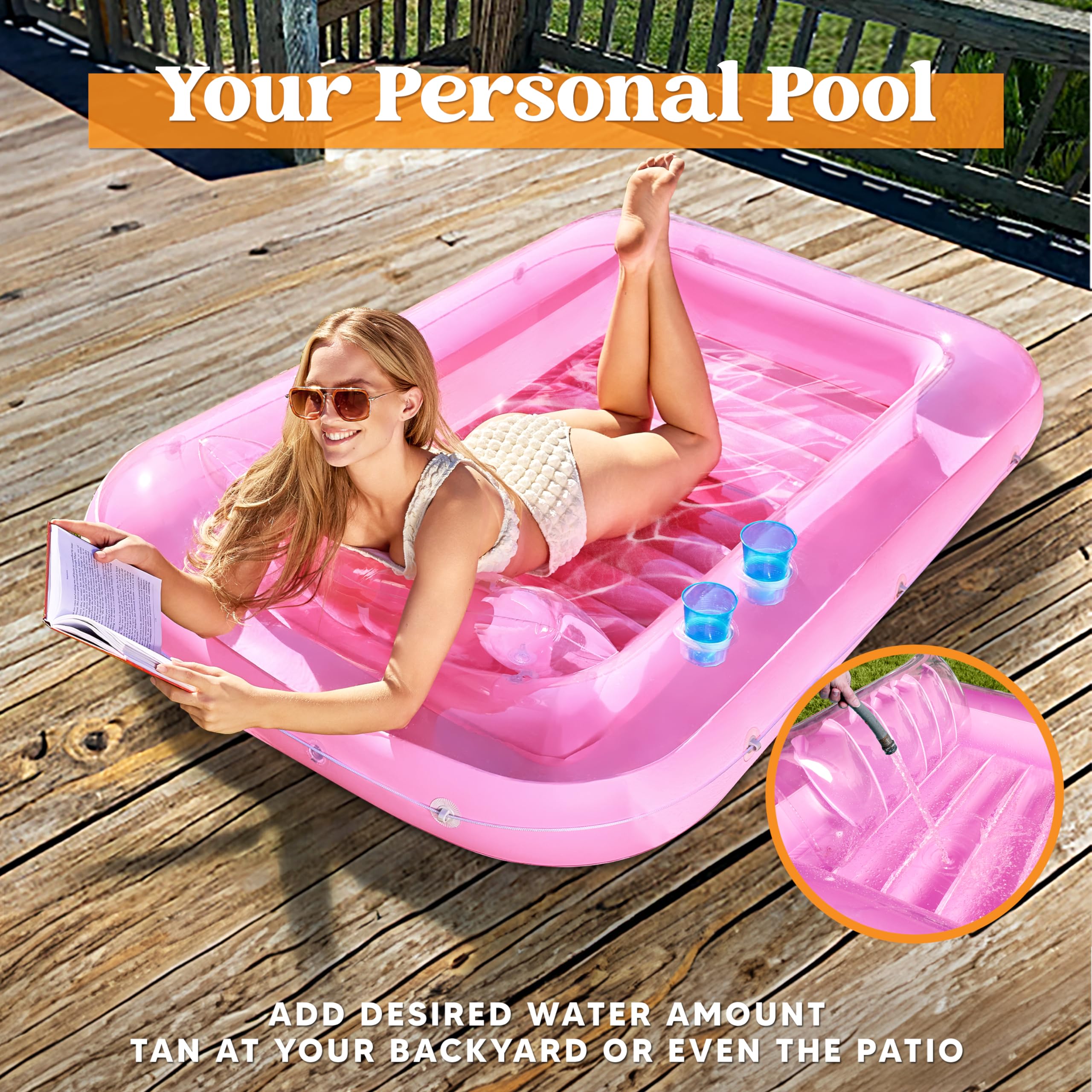 Foto 4 pulgar | Bronceador Inflable Para Piscina, Salón, Flotador, En Forma De L, Rosa - Venta Internacional.