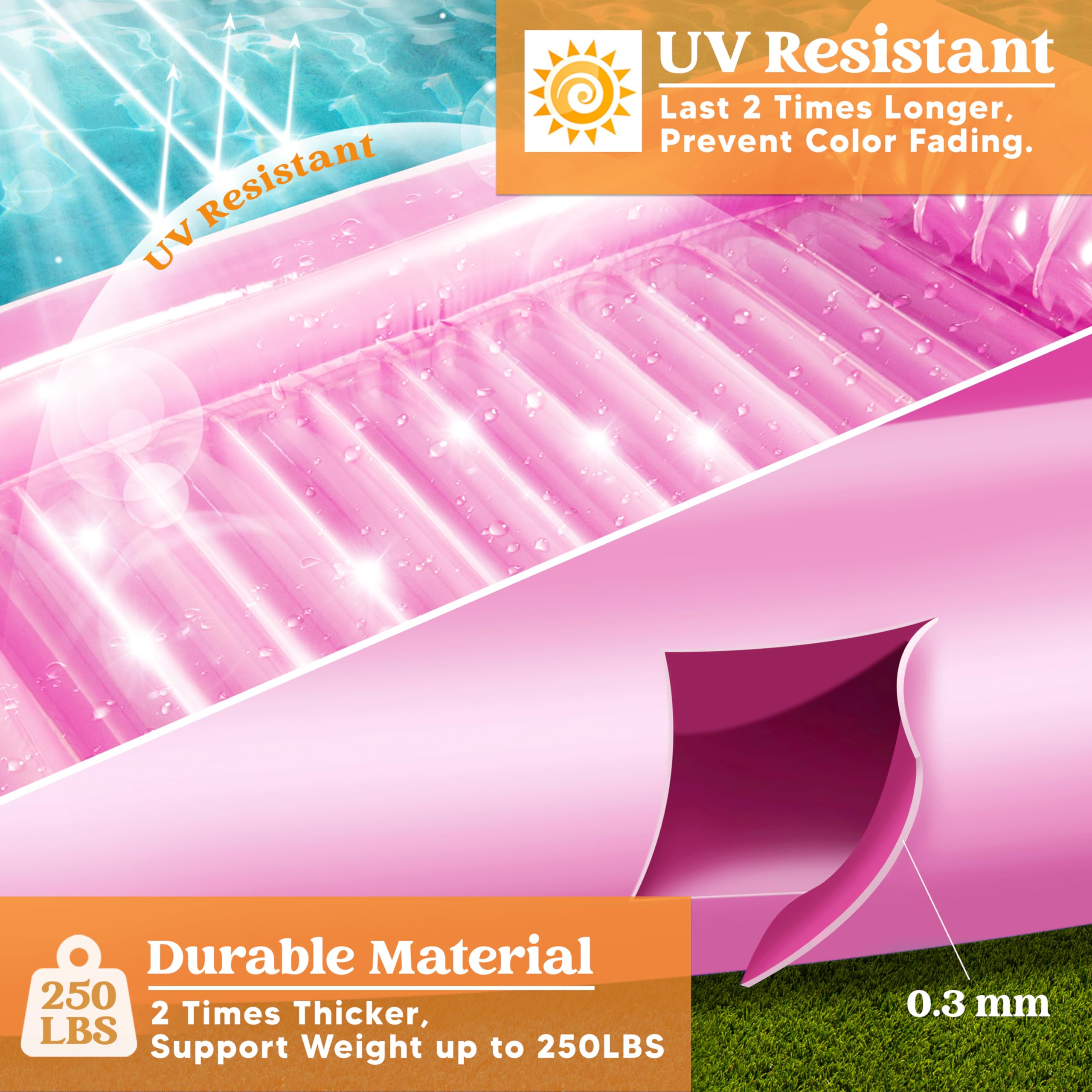 Foto 5 pulgar | Bronceador Inflable Para Piscina, Salón, Flotador, En Forma De L, Rosa - Venta Internacional.